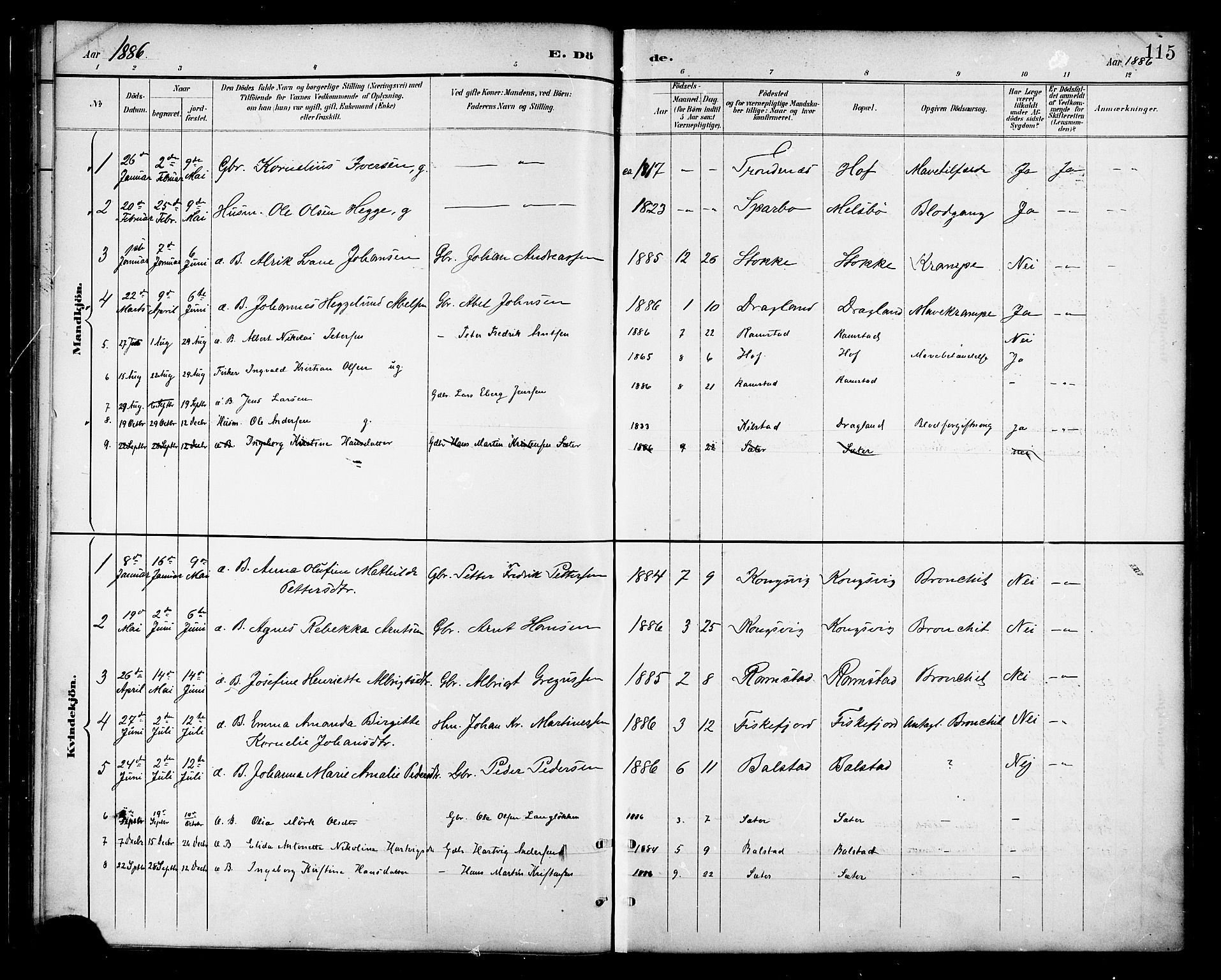 Ministerialprotokoller, klokkerbøker og fødselsregistre - Nordland, AV/SAT-A-1459/865/L0924: Parish register (official) no. 865A02, 1885-1896, p. 115