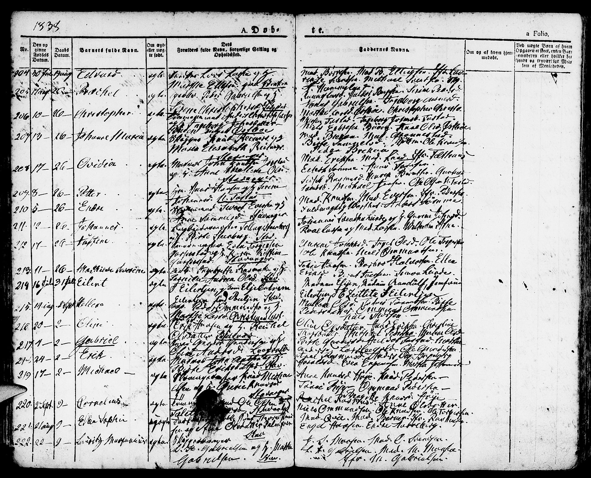 Domkirken sokneprestkontor, AV/SAST-A-101812/001/30/30BA/L0011: Parish register (official) no. A 11, 1832-1856