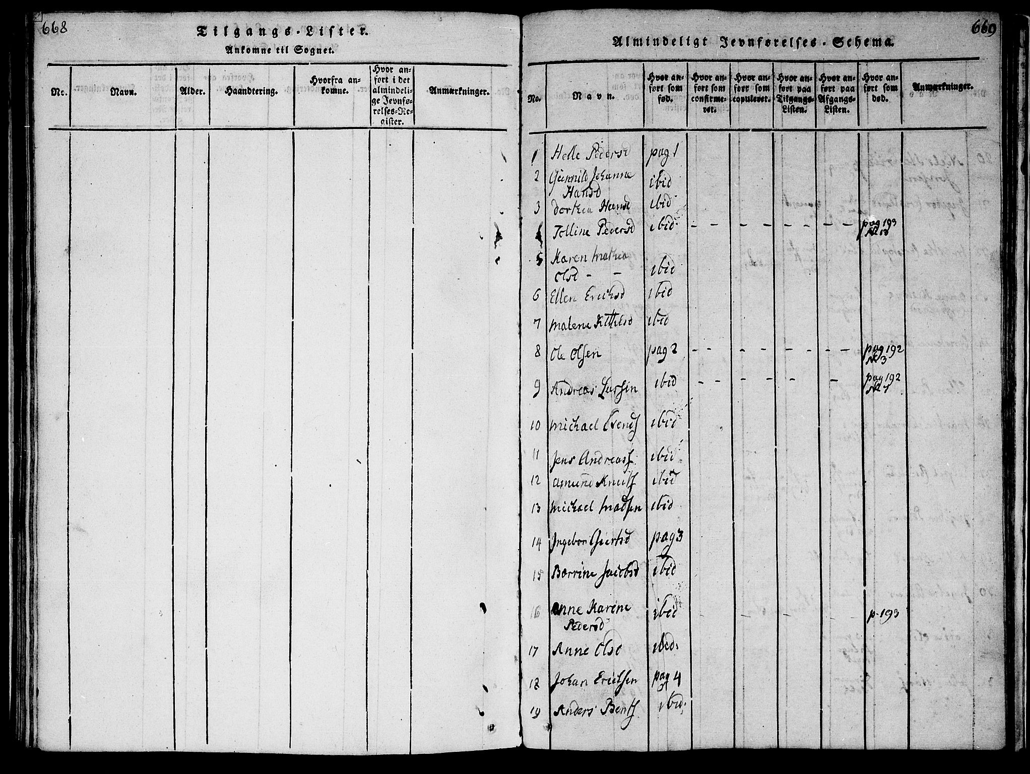 Røyken kirkebøker, SAKO/A-241/F/Fa/L0004: Parish register (official) no. 4, 1814-1832, p. 668-669