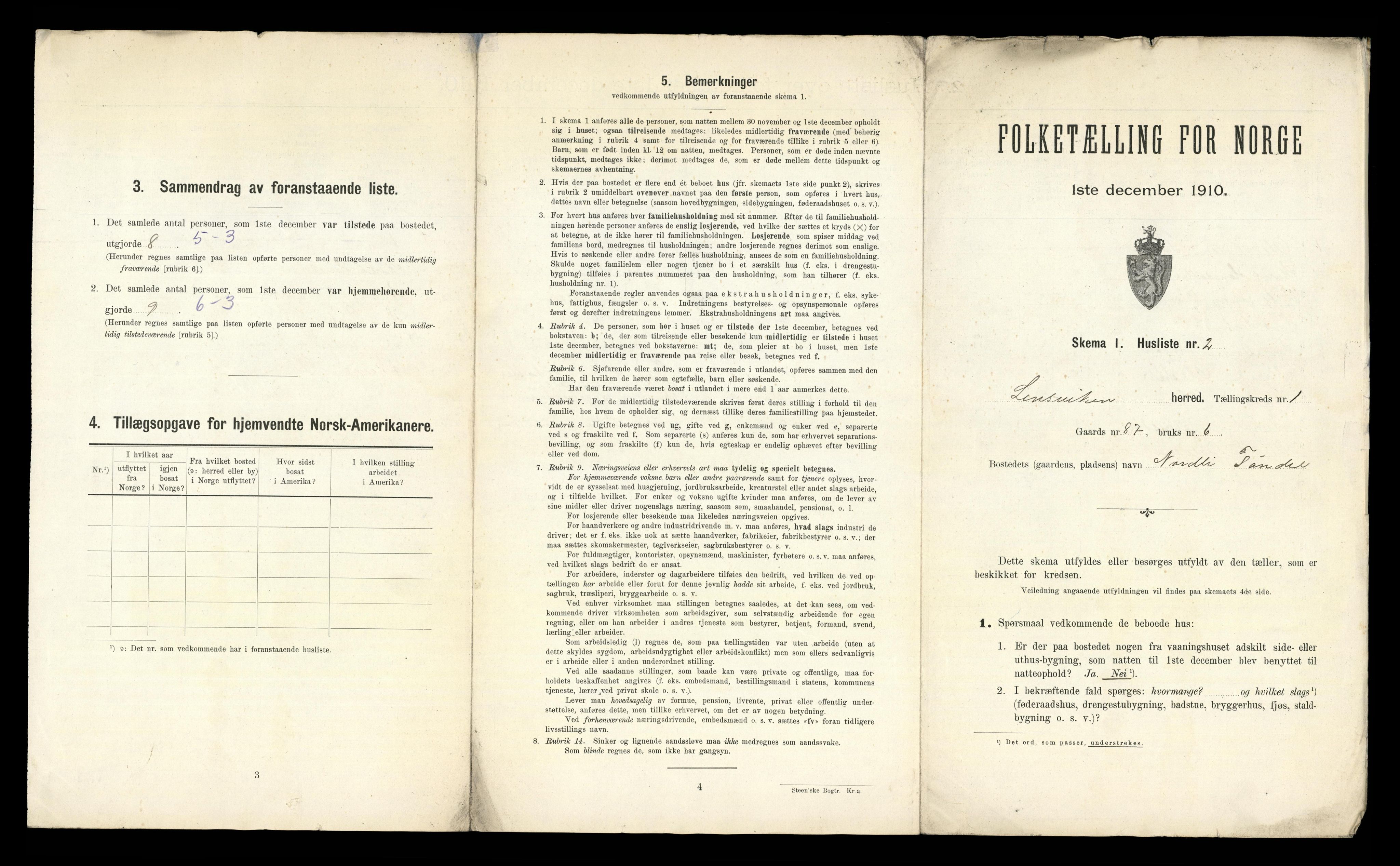 RA, 1910 census for Lensvik, 1910, p. 19