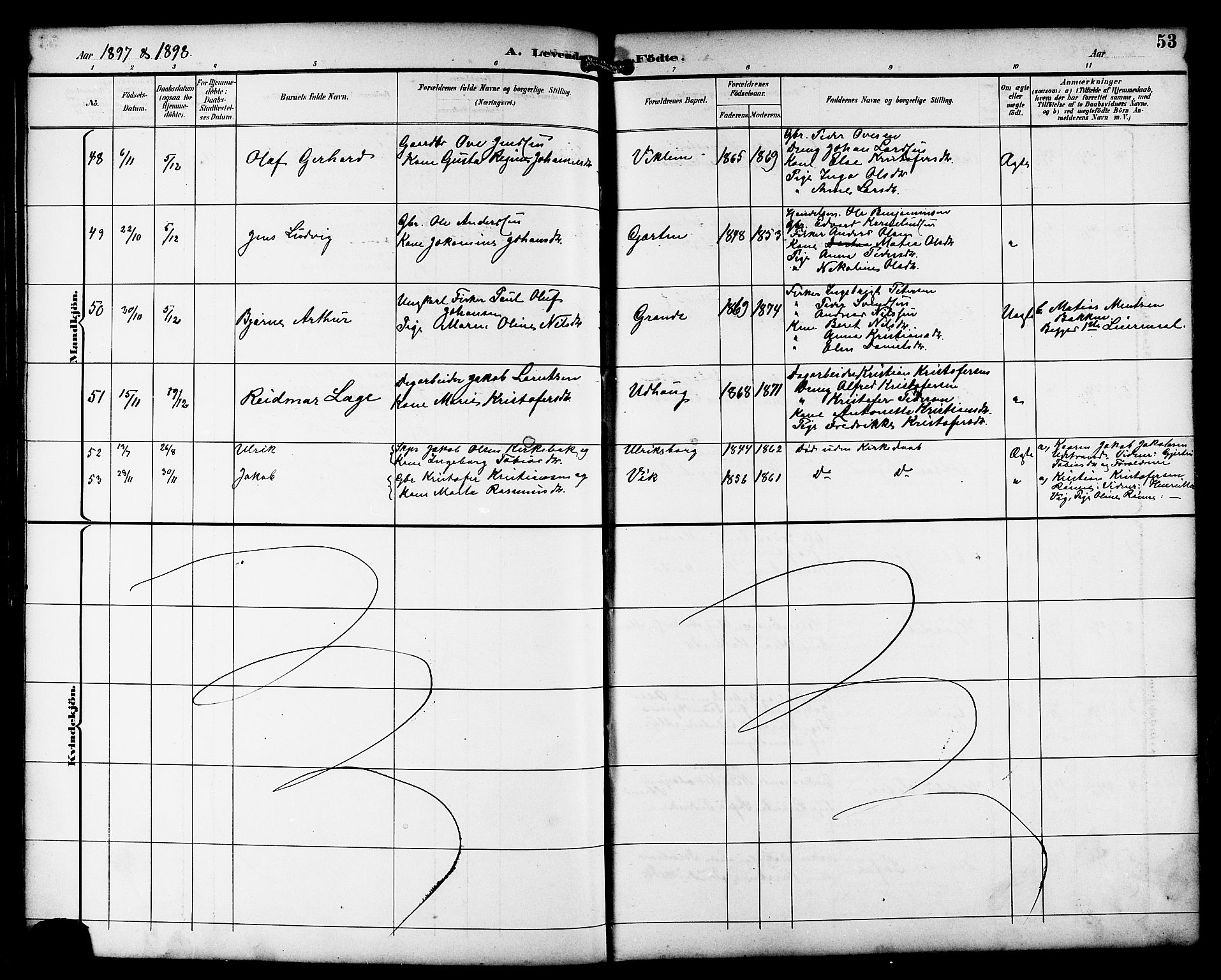 Ministerialprotokoller, klokkerbøker og fødselsregistre - Sør-Trøndelag, SAT/A-1456/659/L0746: Parish register (copy) no. 659C03, 1893-1912, p. 53