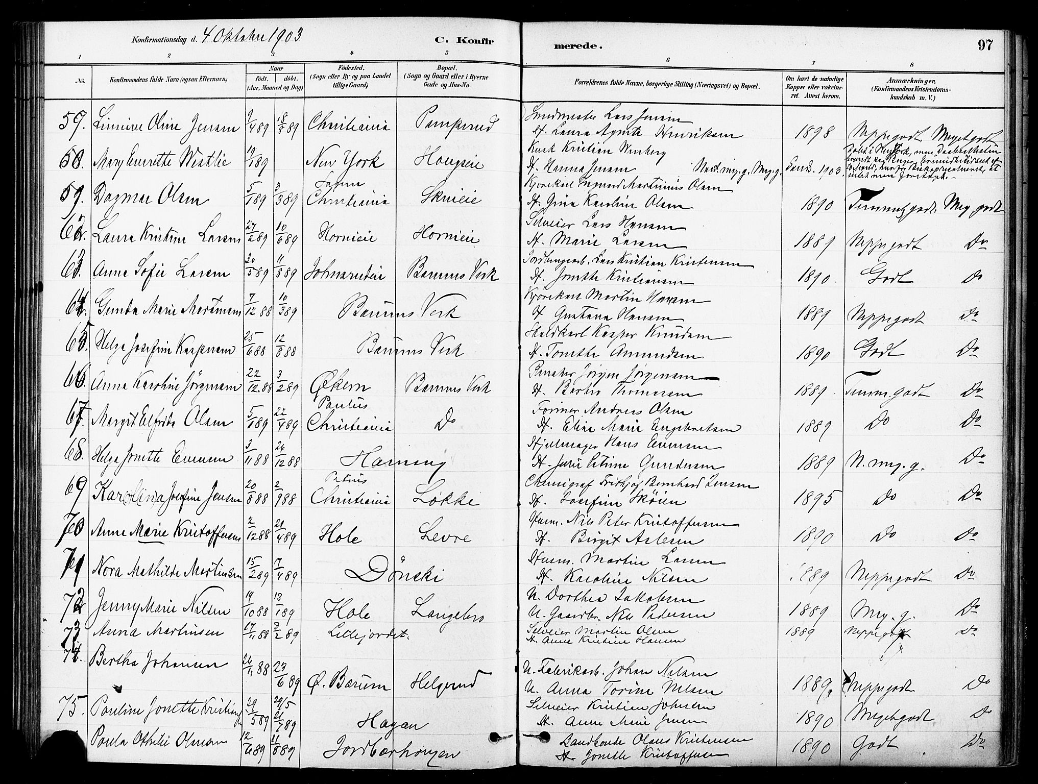 Asker prestekontor Kirkebøker, AV/SAO-A-10256a/F/Fb/L0002: Parish register (official) no. II 2, 1879-1921, p. 97