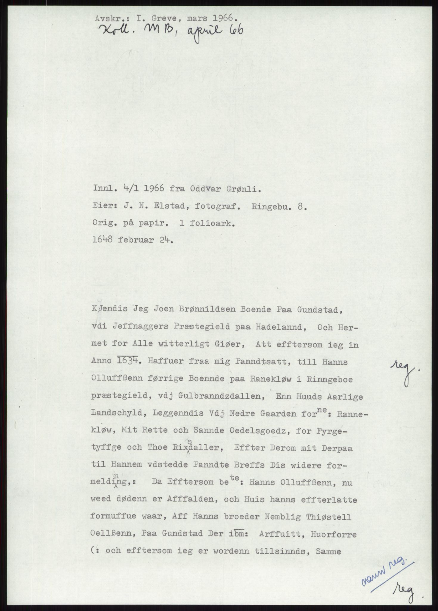 Samlinger til kildeutgivelse, Diplomavskriftsamlingen, RA/EA-4053/H/Ha, p. 1974