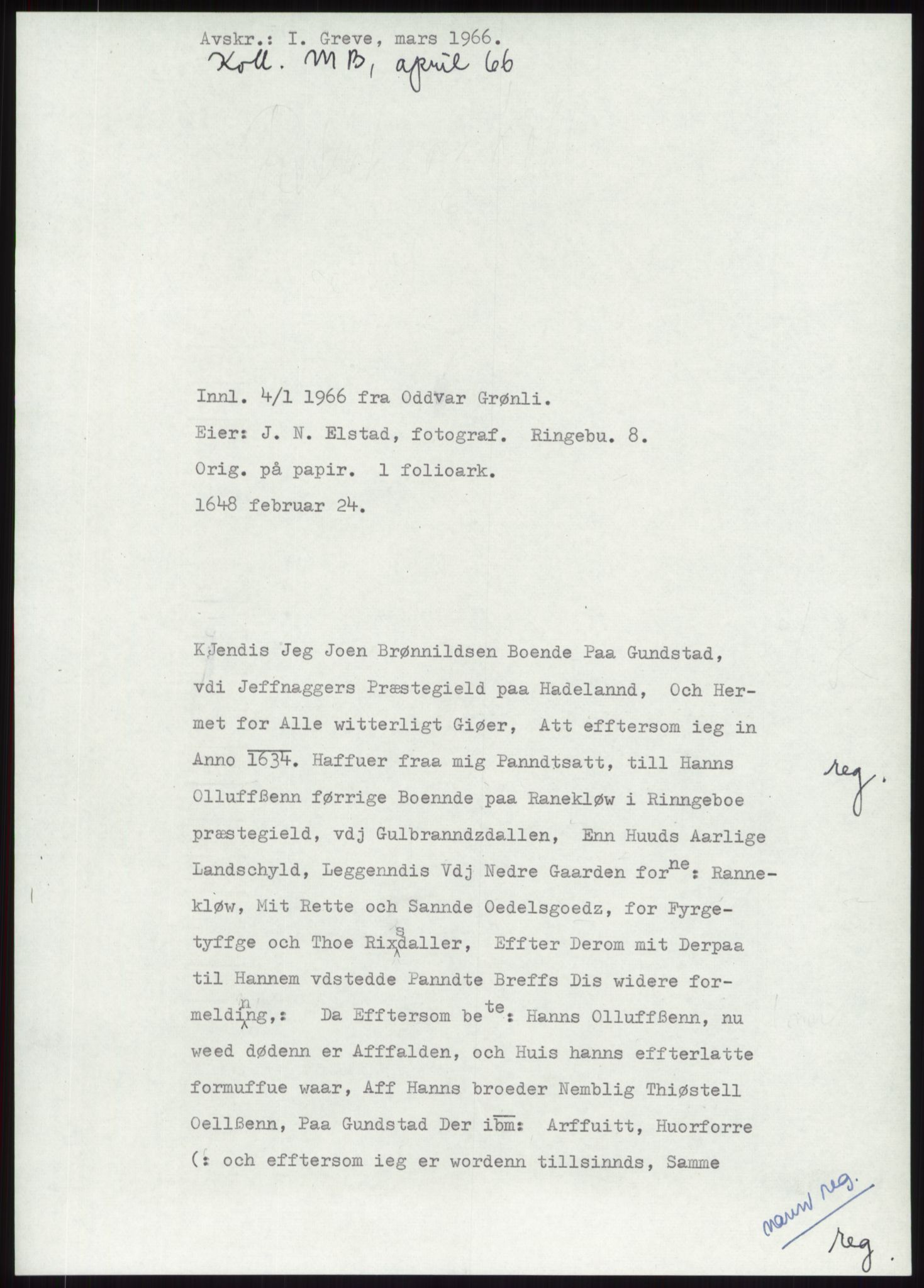 Samlinger til kildeutgivelse, Diplomavskriftsamlingen, AV/RA-EA-4053/H/Ha, p. 1974