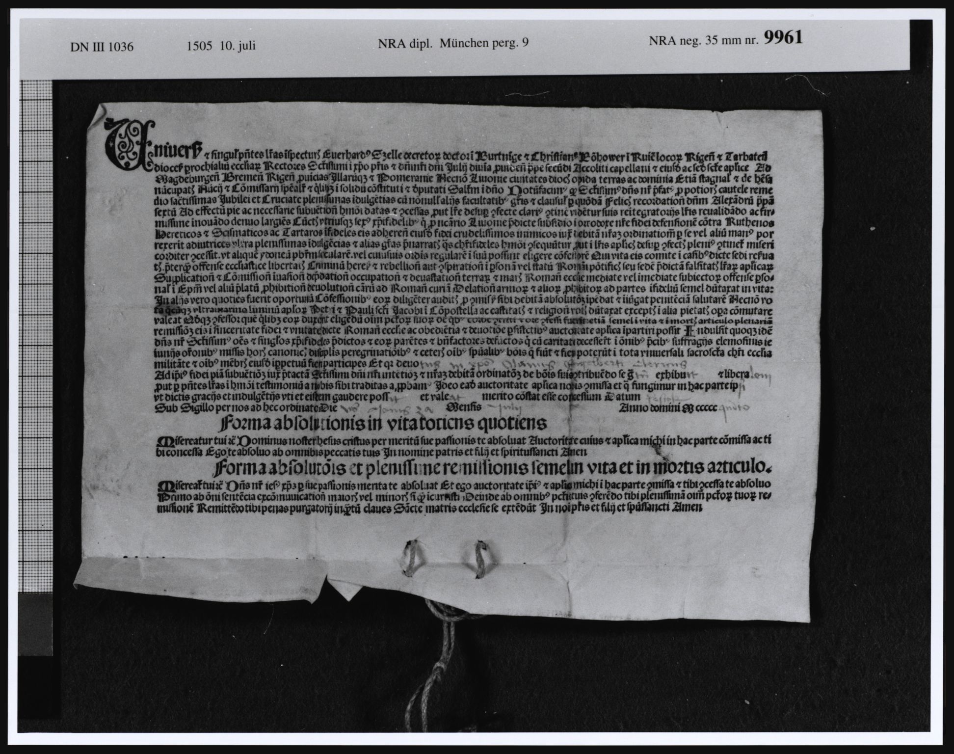 Riksarkivets diplomsamling, AV/RA-EA-5965/F13/F13a/L0002: Pergament nr. 9, 19, 39-40, 47-48, 1505-1524, p. 1