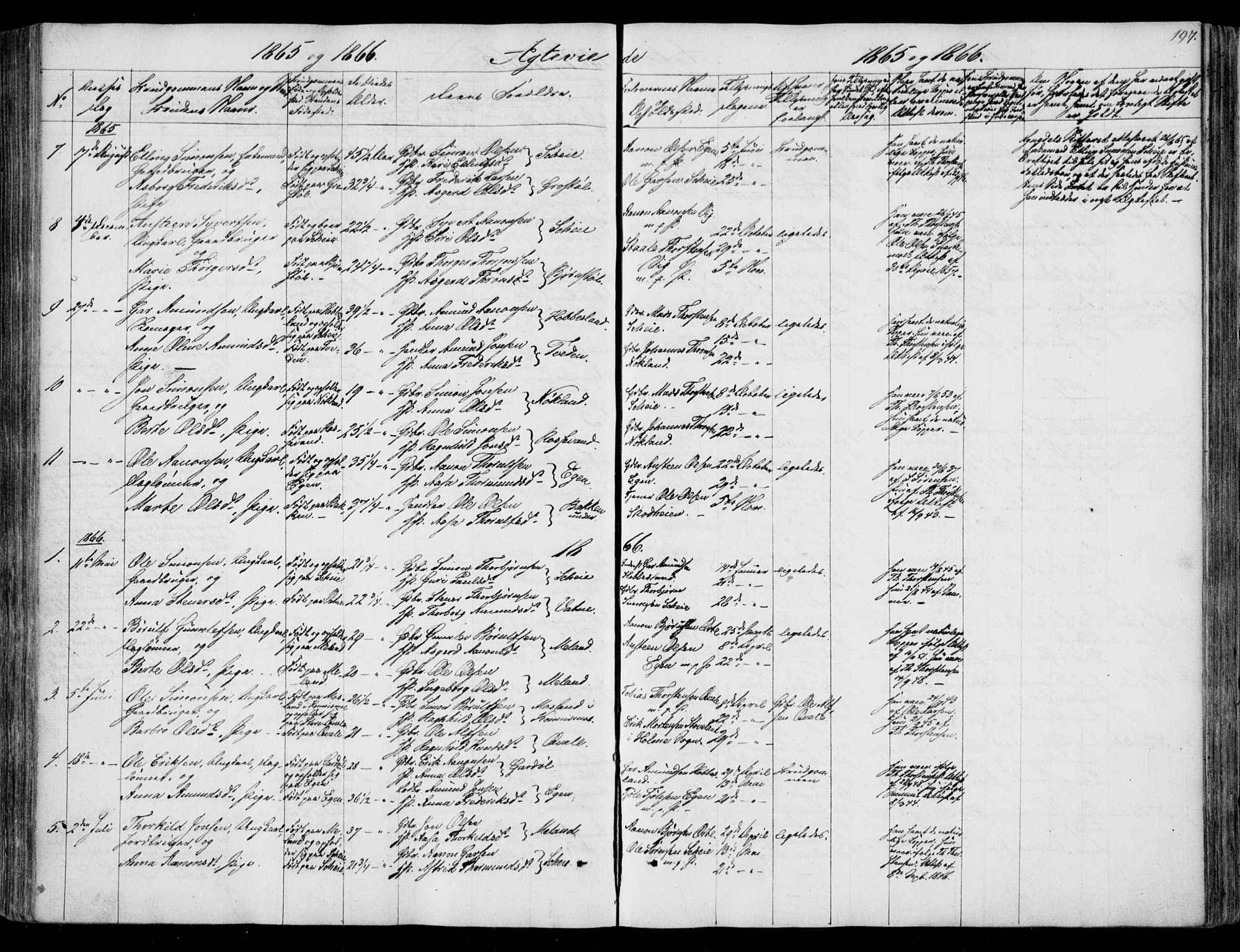 Hægebostad sokneprestkontor, AV/SAK-1111-0024/F/Fa/Fab/L0002: Parish register (official) no. A 2, 1836-1872, p. 197