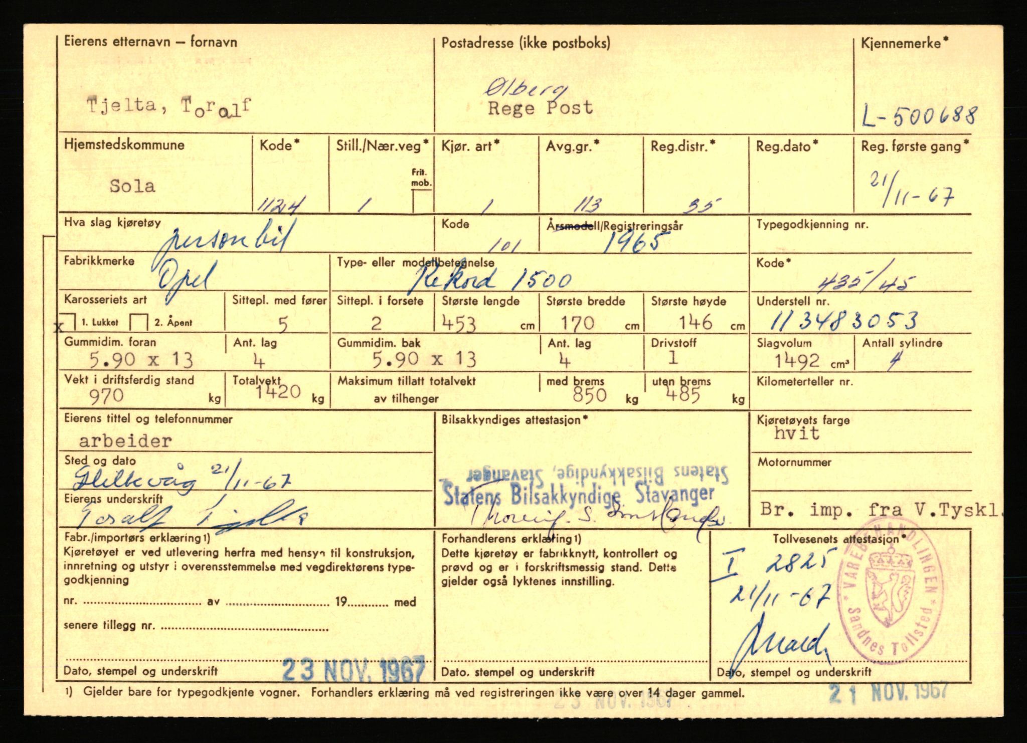 Stavanger trafikkstasjon, AV/SAST-A-101942/0/F/L0077: L-500000 - L-502999, 1930-1971, p. 503