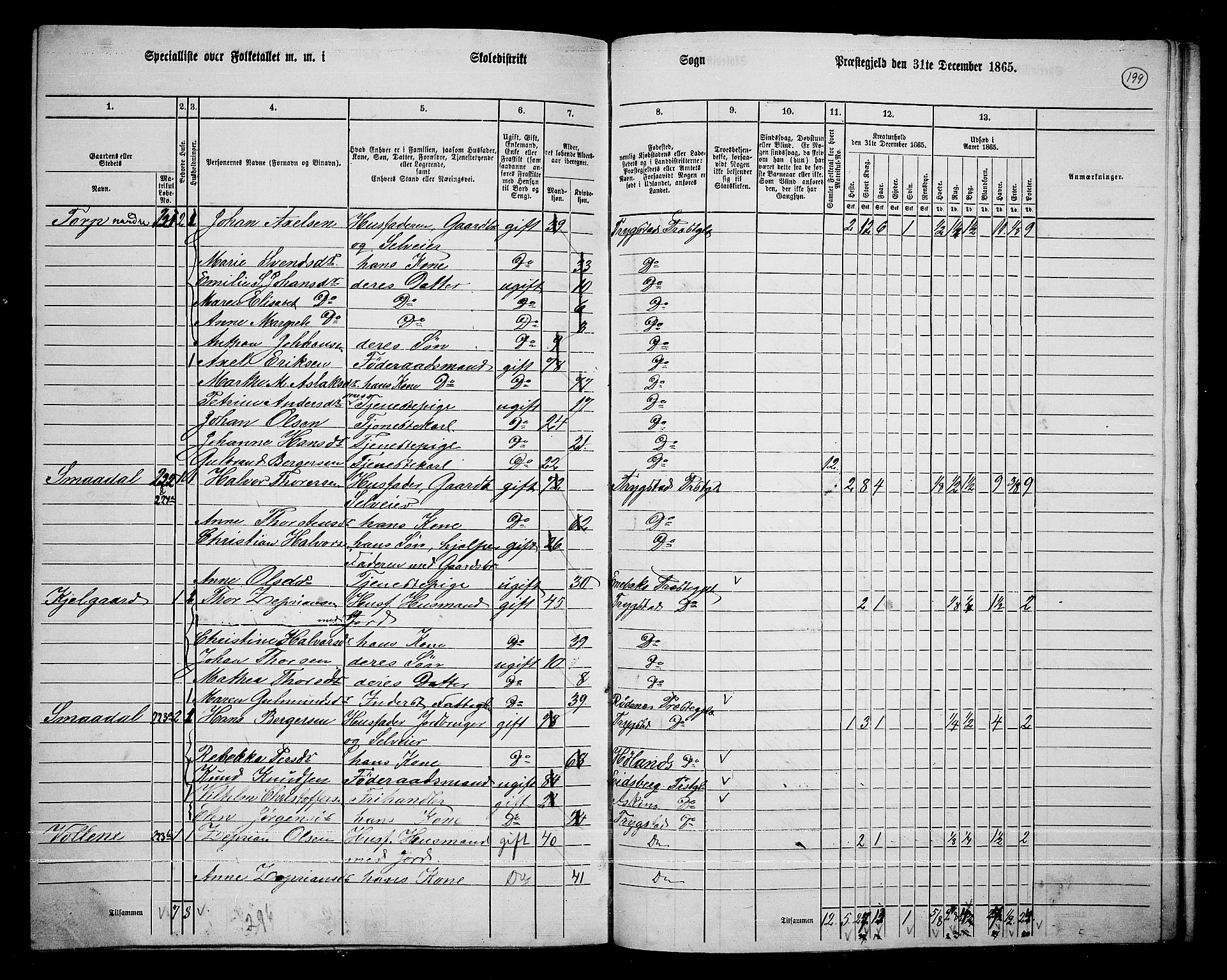 RA, 1865 census for Trøgstad, 1865, p. 174