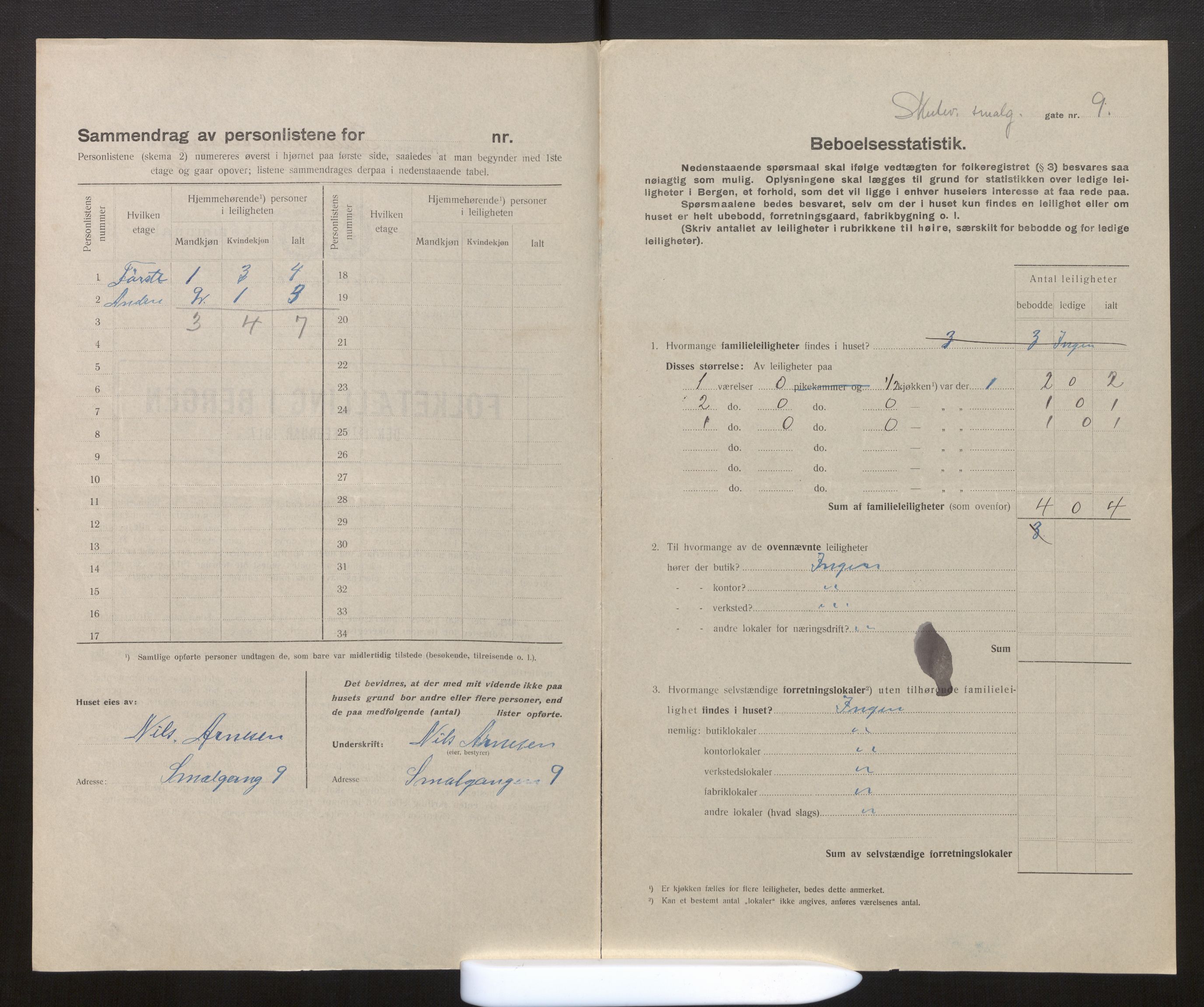 SAB, Municipal Census 1917 for Bergen, 1917, p. 35850