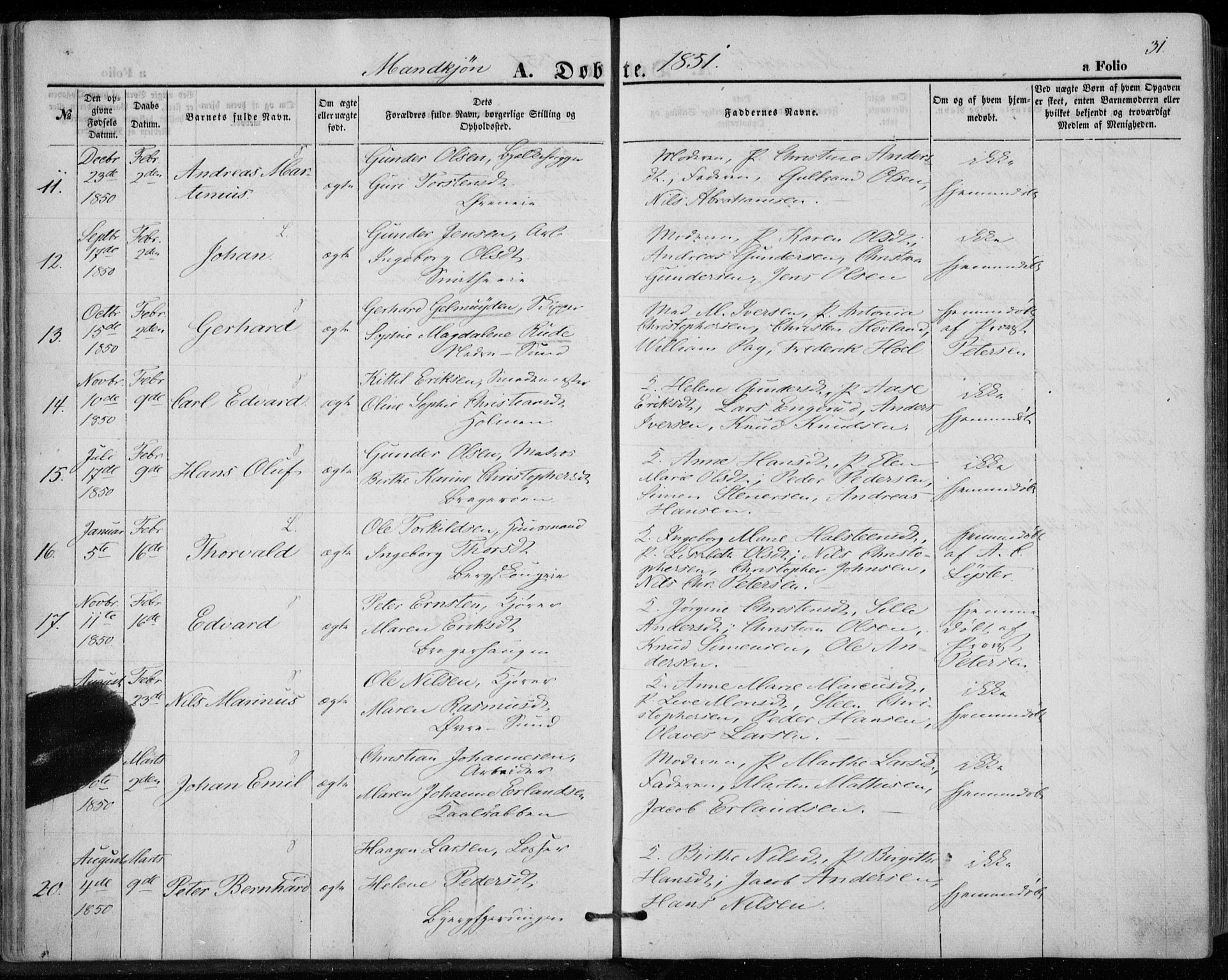 Bragernes kirkebøker, SAKO/A-6/F/Fb/L0002: Parish register (official) no. II 2, 1848-1859, p. 31