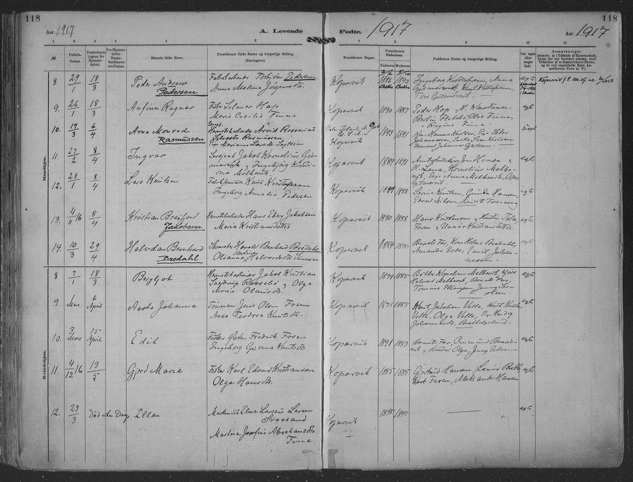 Kopervik sokneprestkontor, AV/SAST-A-101850/H/Ha/Haa/L0001: Parish register (official) no. A 1, 1880-1919, p. 118