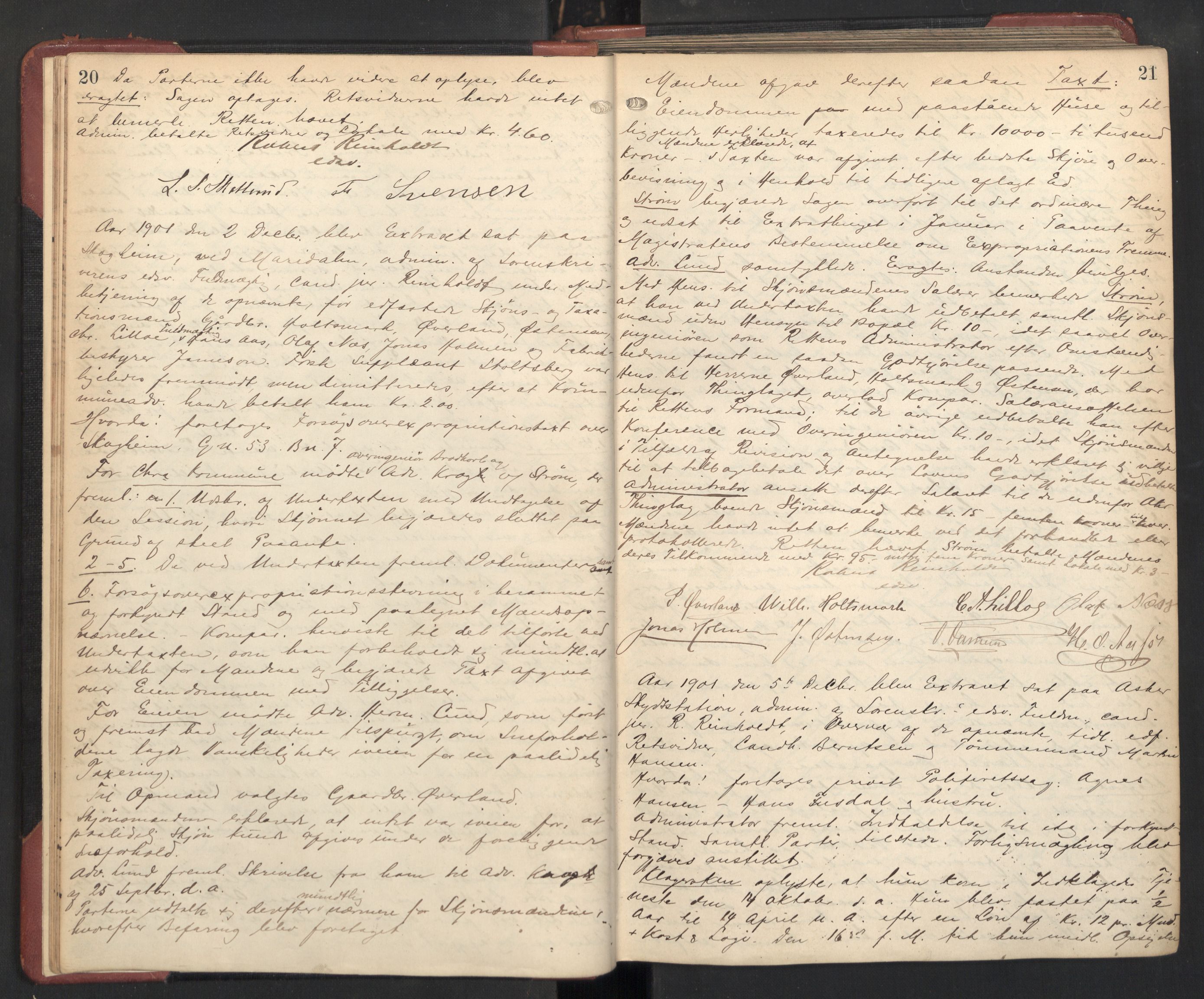 Aker sorenskriveri, AV/SAO-A-10895/F/Fc/Fcb/L0070: Ekstrarettsprotokoll, 1901-1906, p. 20-21