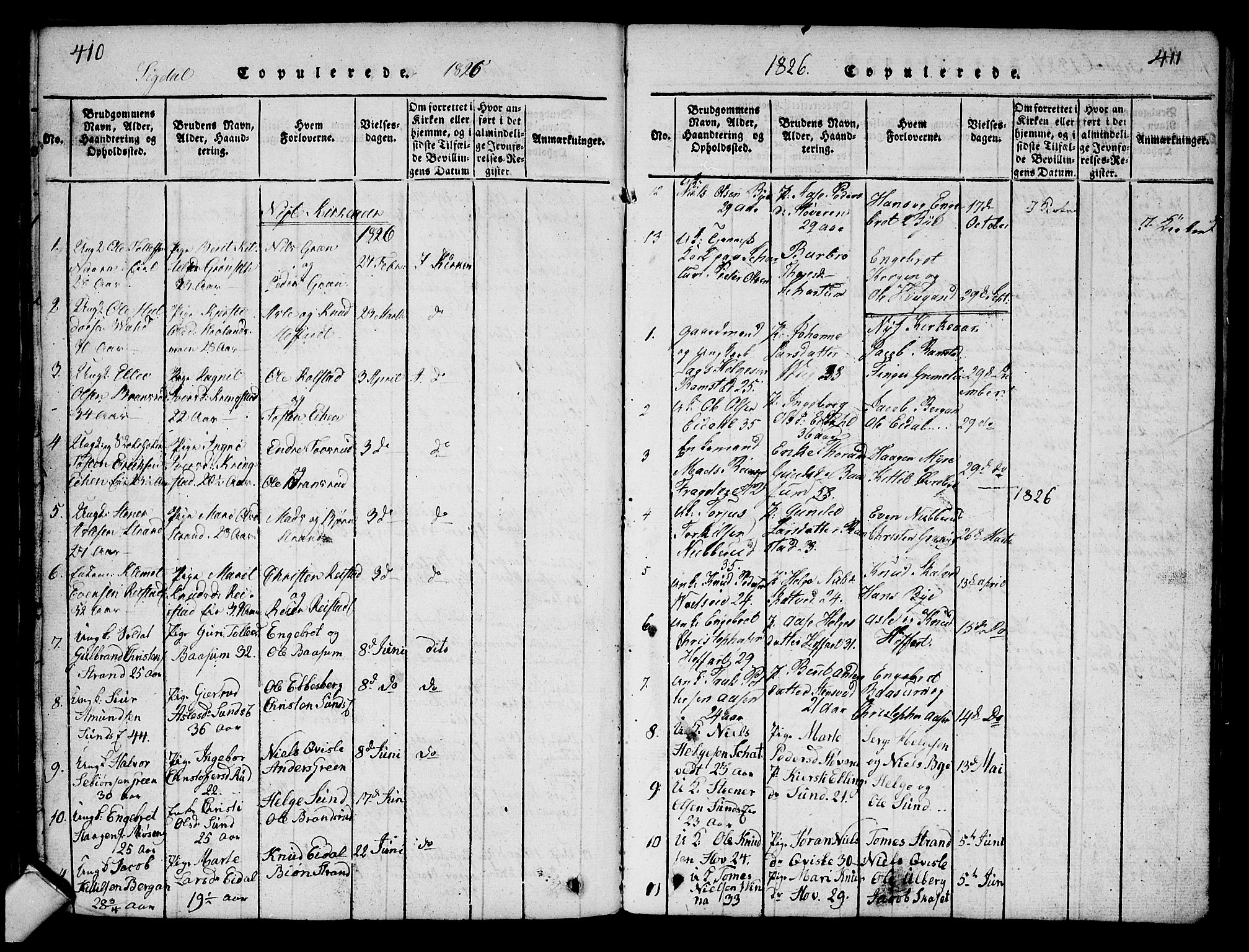 Sigdal kirkebøker, AV/SAKO-A-245/G/Ga/L0001: Parish register (copy) no. I 1 /1, 1816-1835, p. 410-411