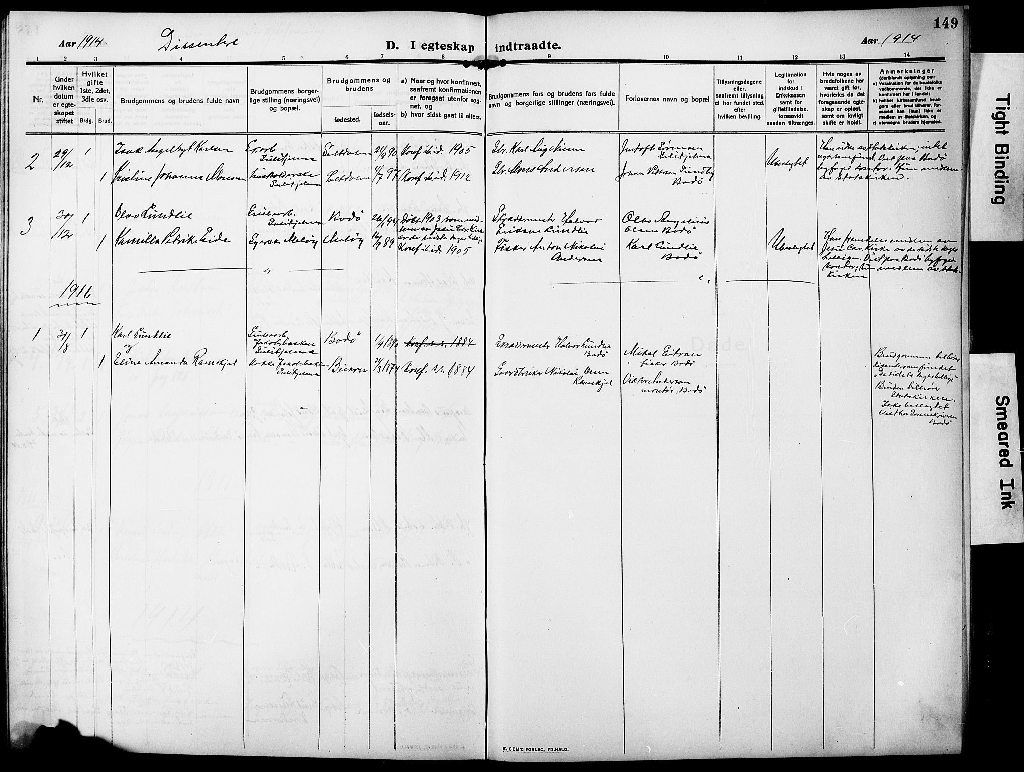 Ministerialprotokoller, klokkerbøker og fødselsregistre - Nordland, AV/SAT-A-1459/850/L0710: Parish register (official) no. 850A02, 1910-1920, p. 149