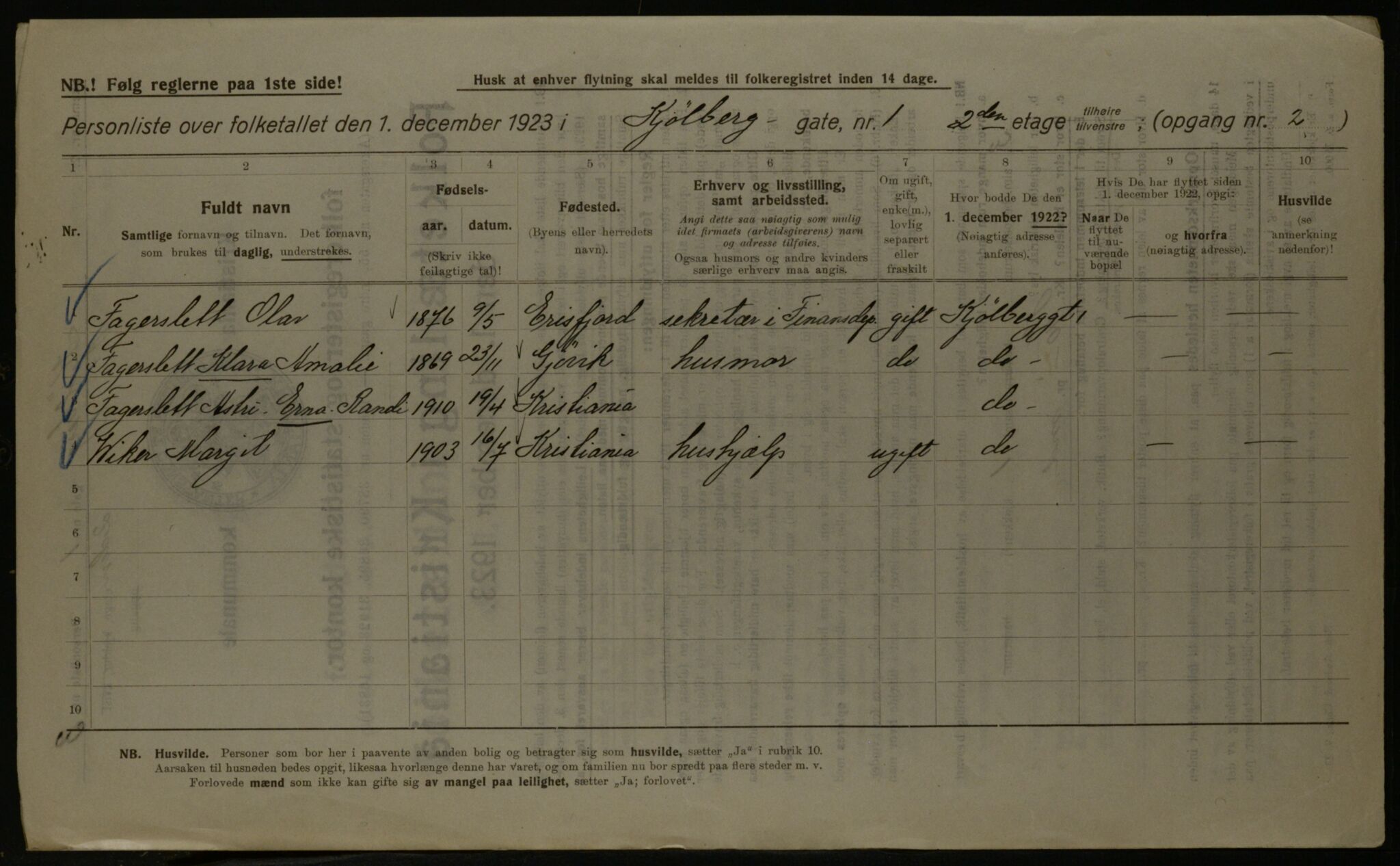 OBA, Municipal Census 1923 for Kristiania, 1923, p. 57857