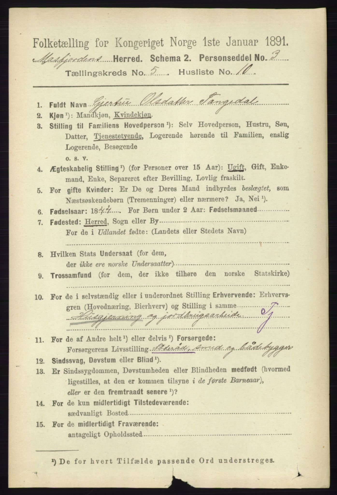 RA, 1891 census for 1266 Masfjorden, 1891, p. 921