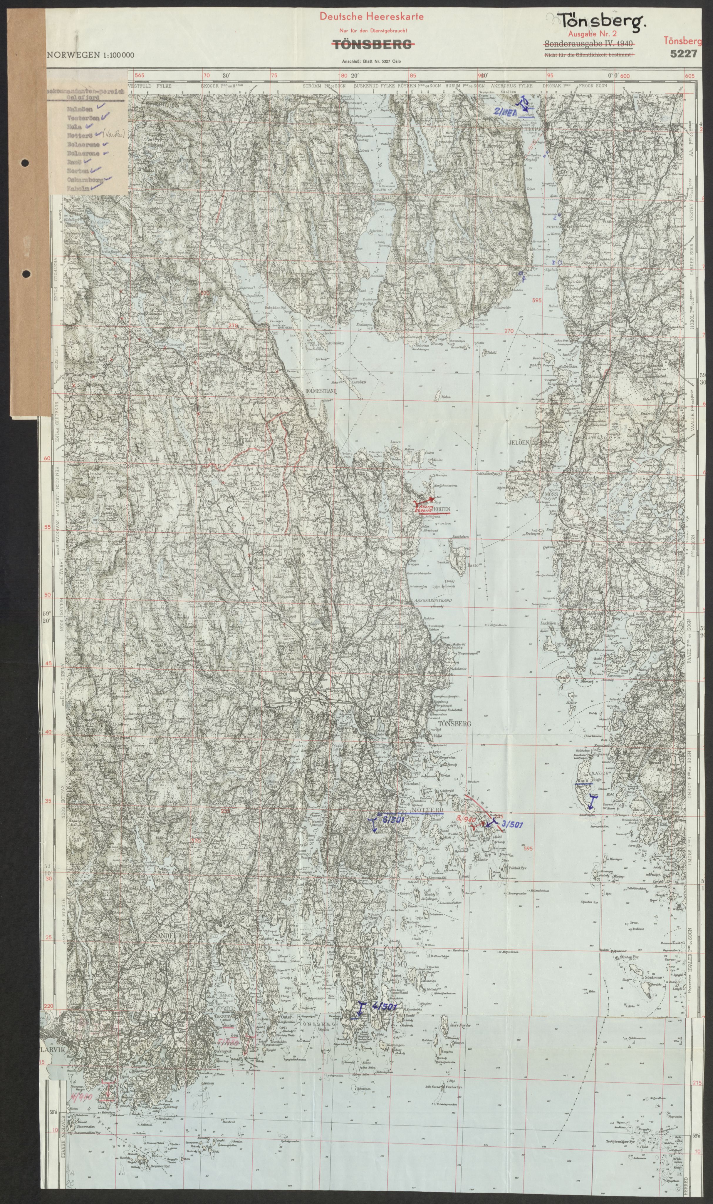 Forsvaret, Generalinspektør og sjefen for Kystartilleriet, AV/RA-RAFA-2045/F/Fa/L0016: Tyske oversiktskarter over festningsanlegg, 1940-1945, p. 262