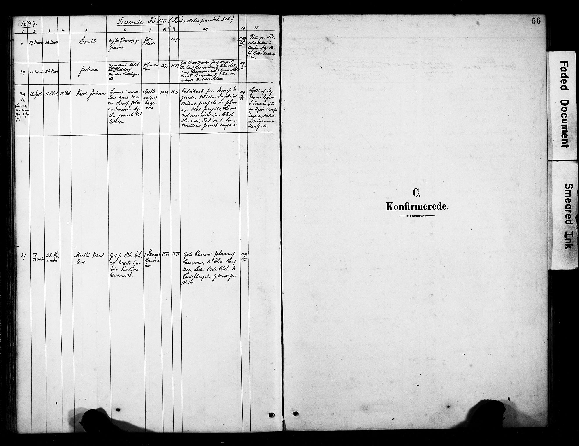 Fana Sokneprestembete, AV/SAB-A-75101/H/Haa/Haab/L0002: Parish register (official) no. B 2, 1890-1897, p. 56