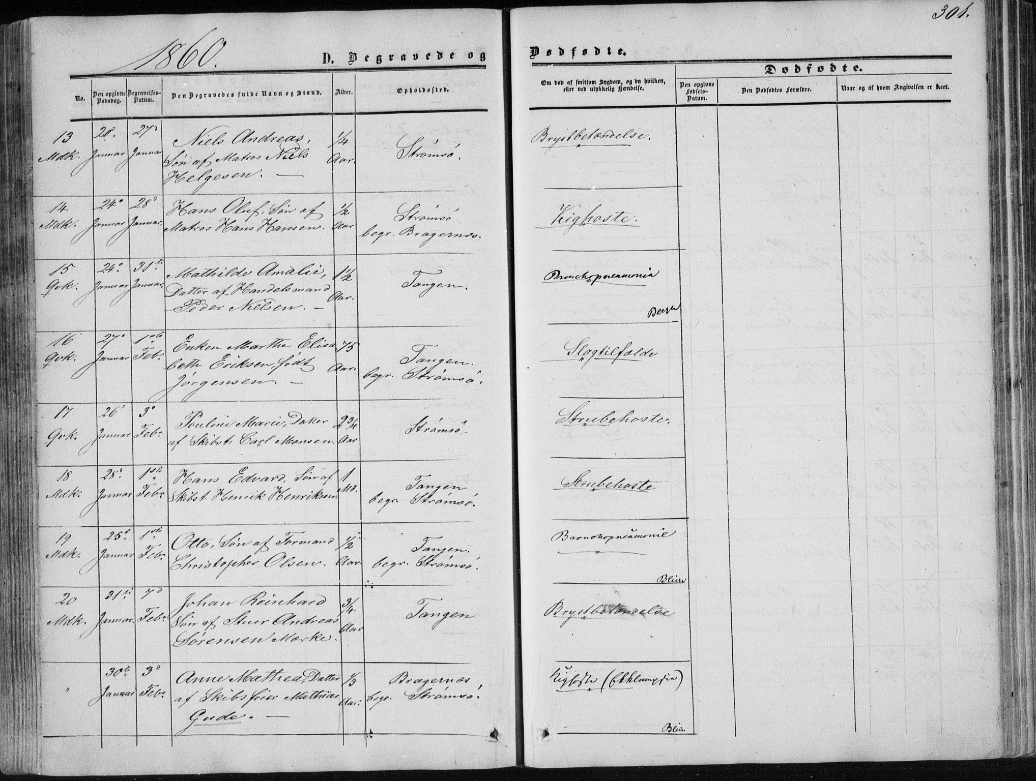 Strømsø kirkebøker, AV/SAKO-A-246/F/Fa/L0015: Parish register (official) no. I 15, 1859-1868, p. 301