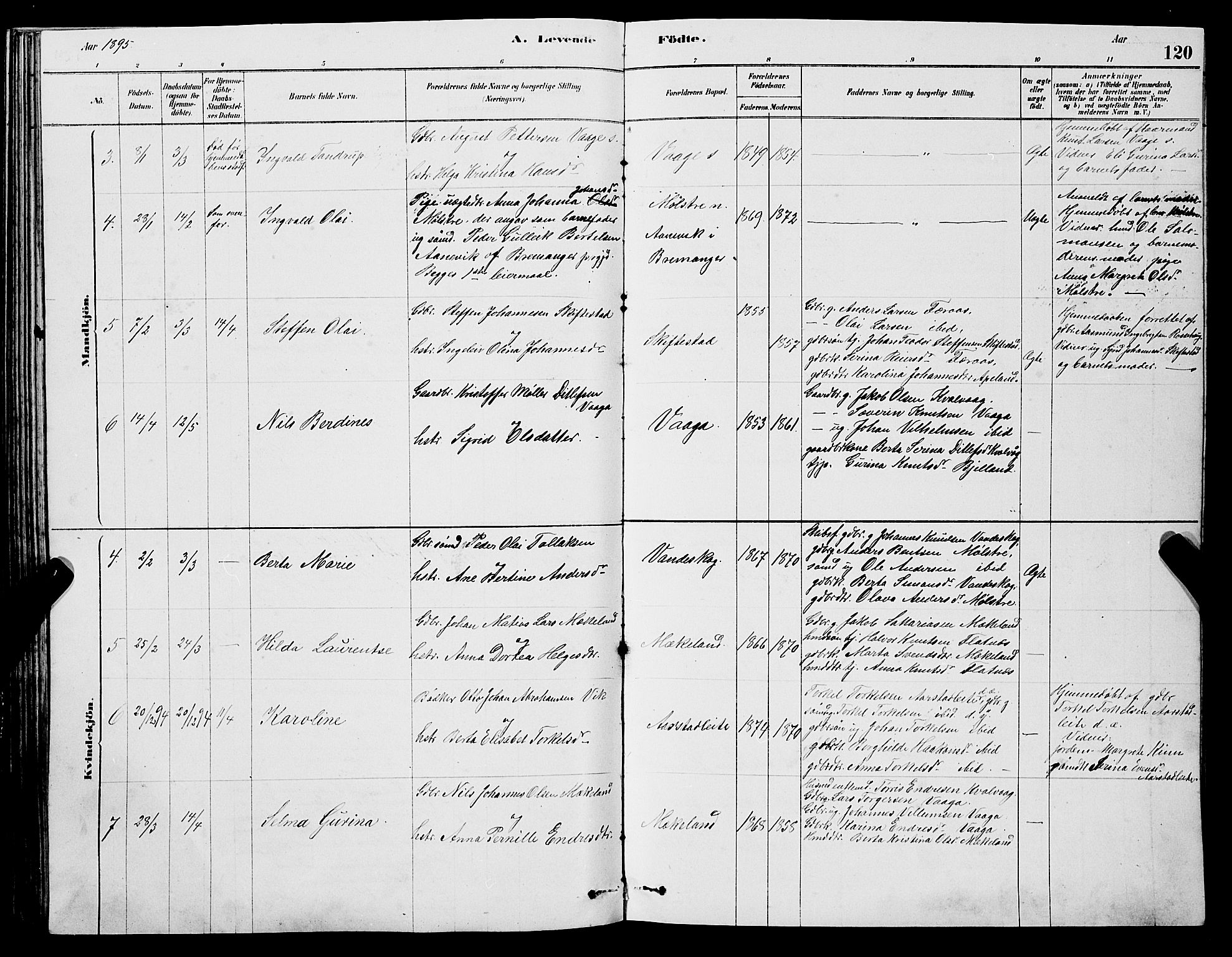 Sveio Sokneprestembete, SAB/A-78501/H/Hab: Parish register (copy) no. A 3, 1878-1896, p. 120