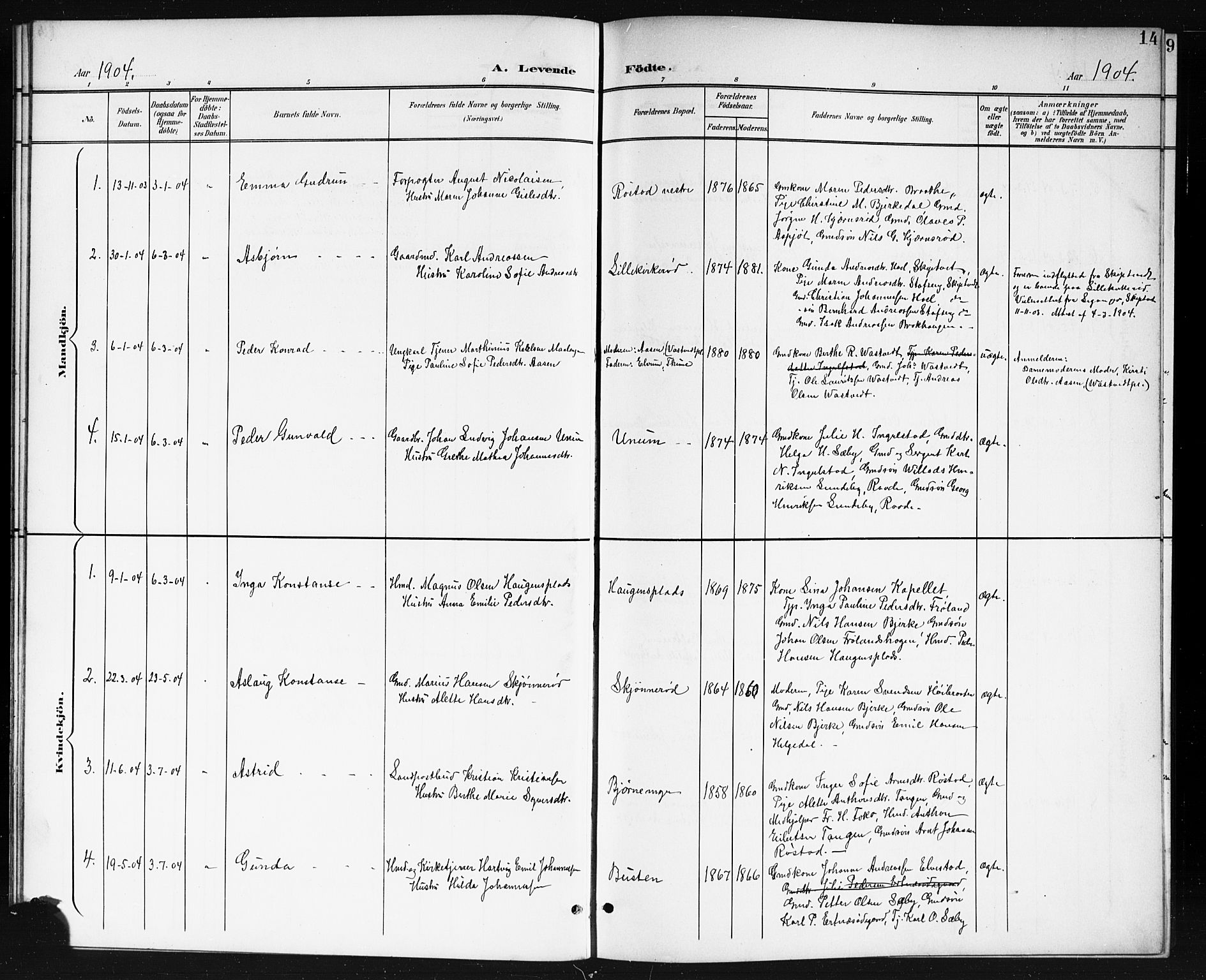 Våler prestekontor Kirkebøker, AV/SAO-A-11083/G/Gb/L0001: Parish register (copy) no. II 1, 1901-1916, p. 14