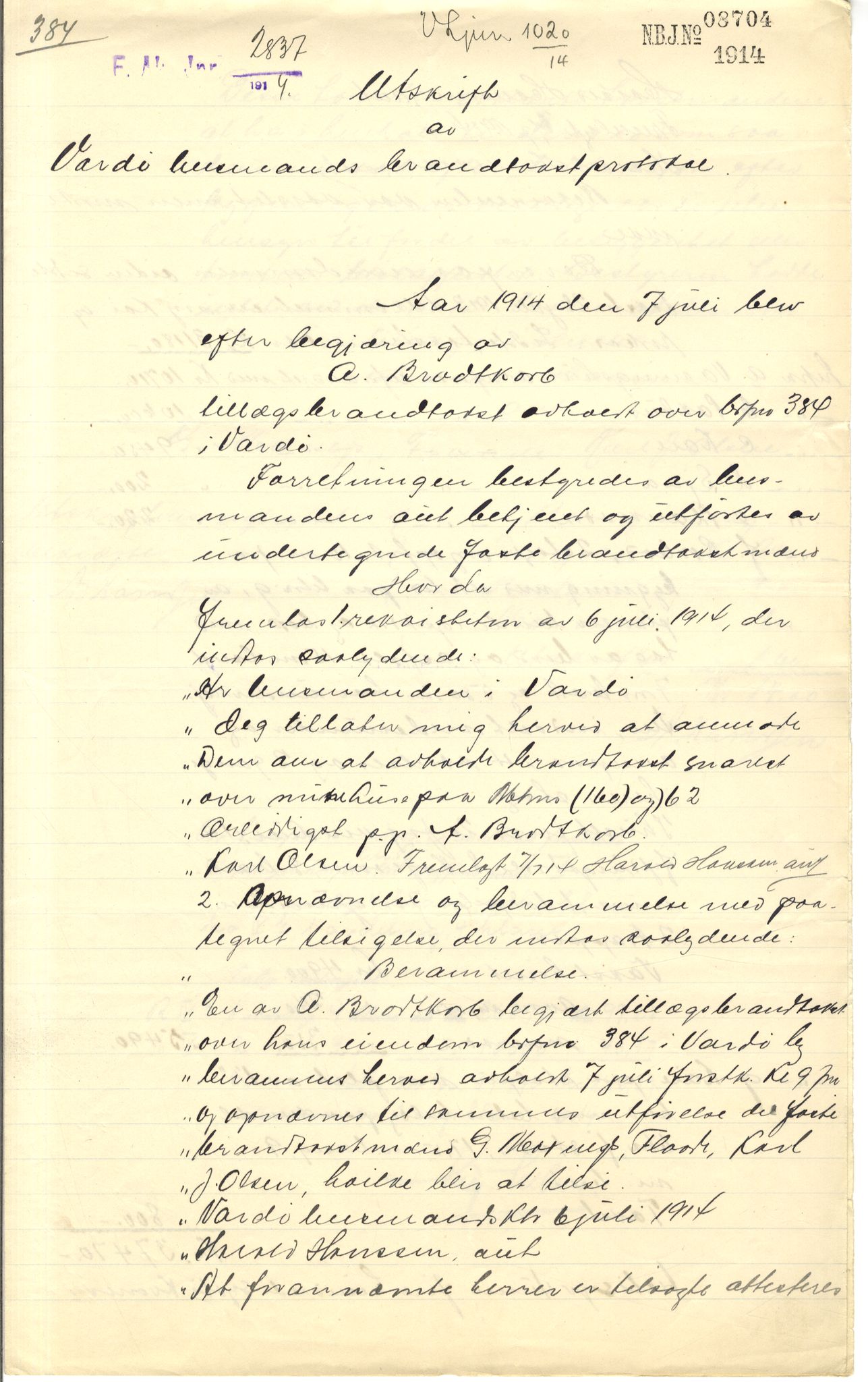 Brodtkorb handel A/S, VAMU/A-0001/Q/Qb/L0001: Skjøter og grunnbrev i Vardø by, 1822-1943, p. 255