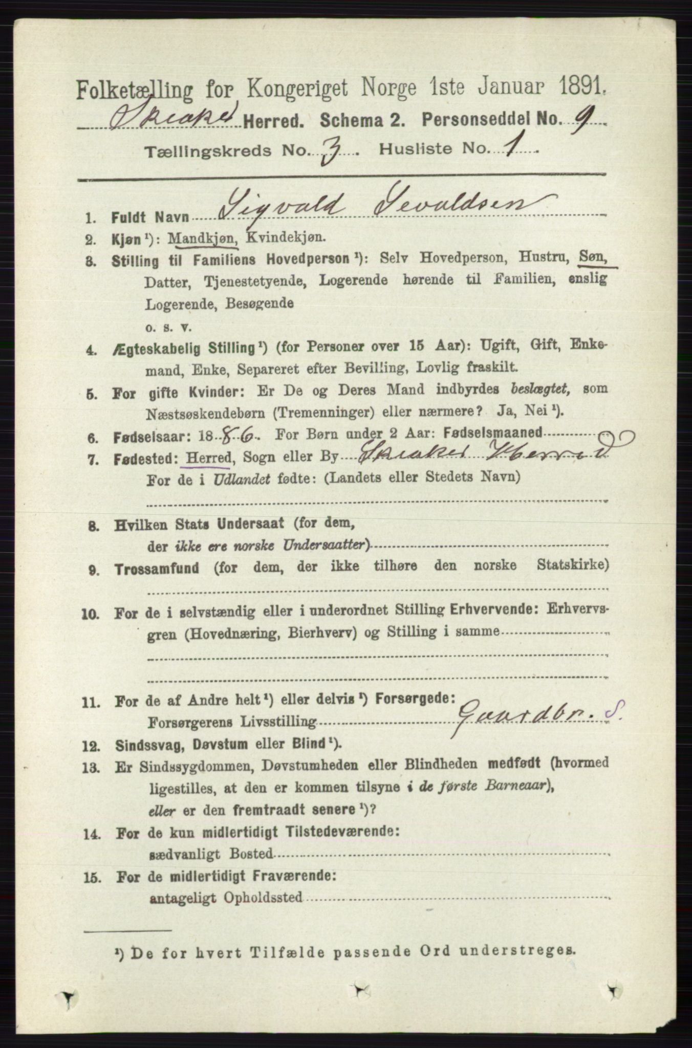 RA, 1891 census for 0513 Skjåk, 1891, p. 957