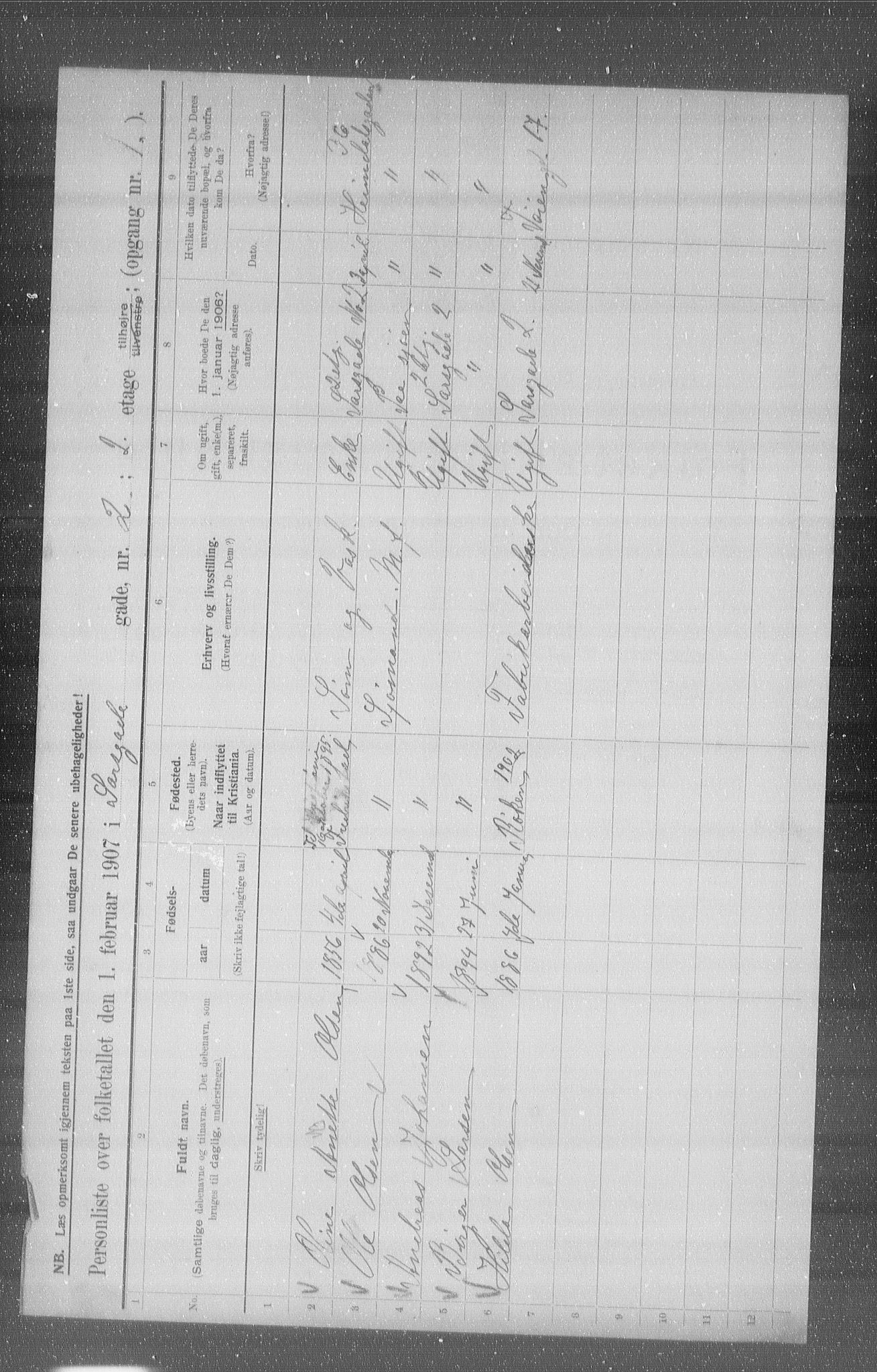 OBA, Municipal Census 1907 for Kristiania, 1907, p. 45650