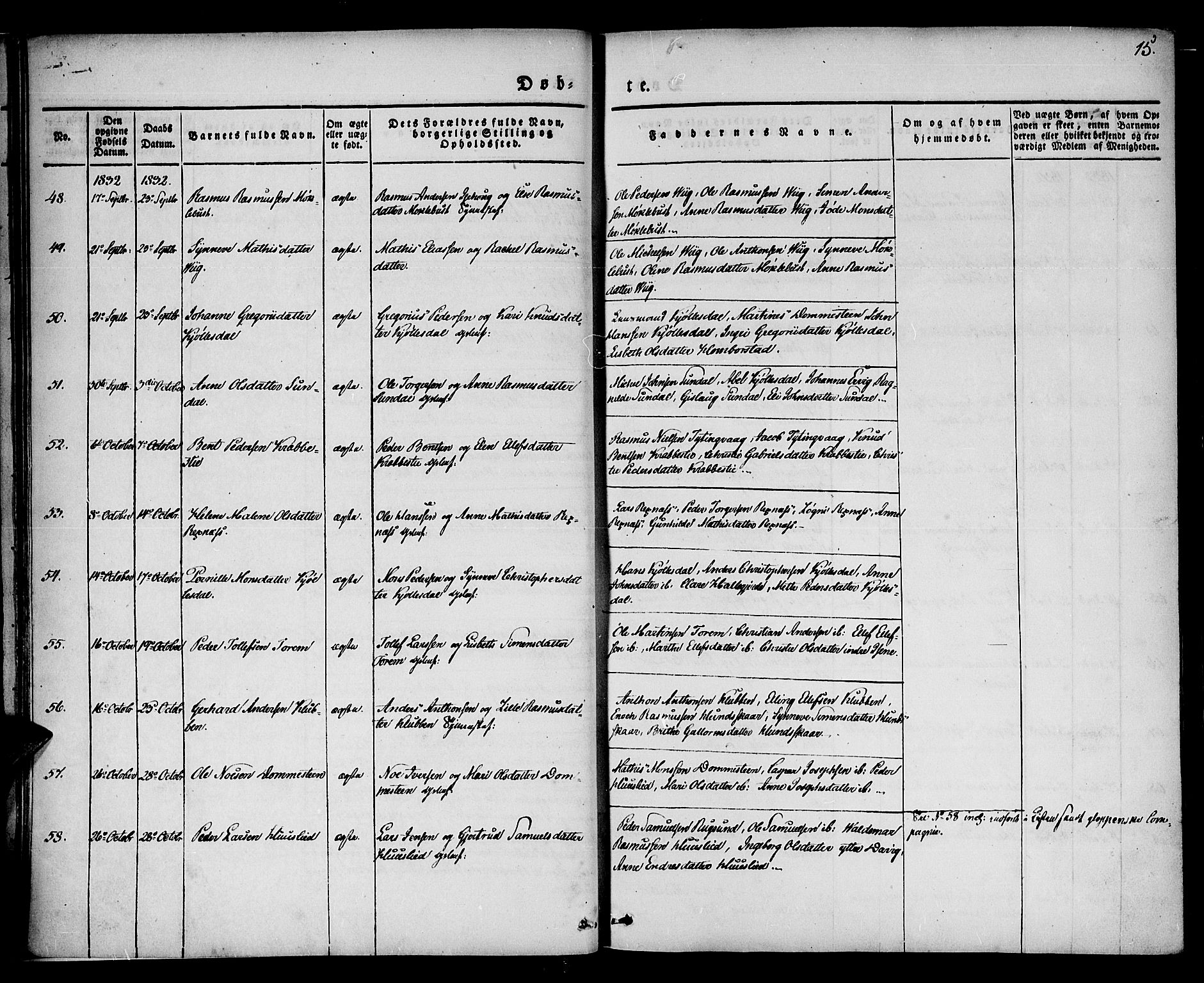 Davik sokneprestembete, AV/SAB-A-79701/H/Haa/Haaa/L0004: Parish register (official) no. A 4, 1830-1849, p. 15