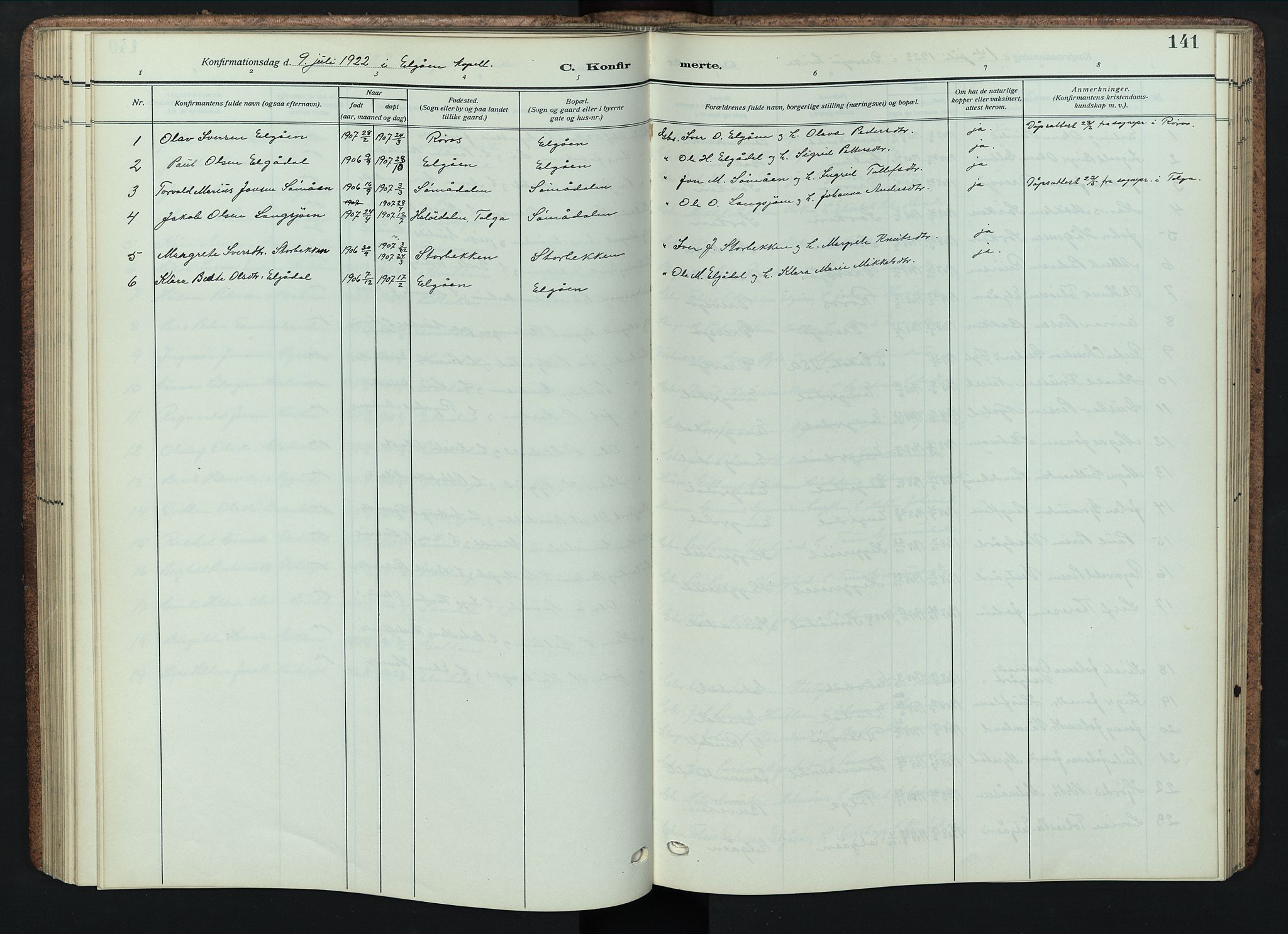 Engerdal prestekontor, AV/SAH-PREST-048/H/Ha/Hab/L0001: Parish register (copy) no. 1, 1911-1947, p. 141