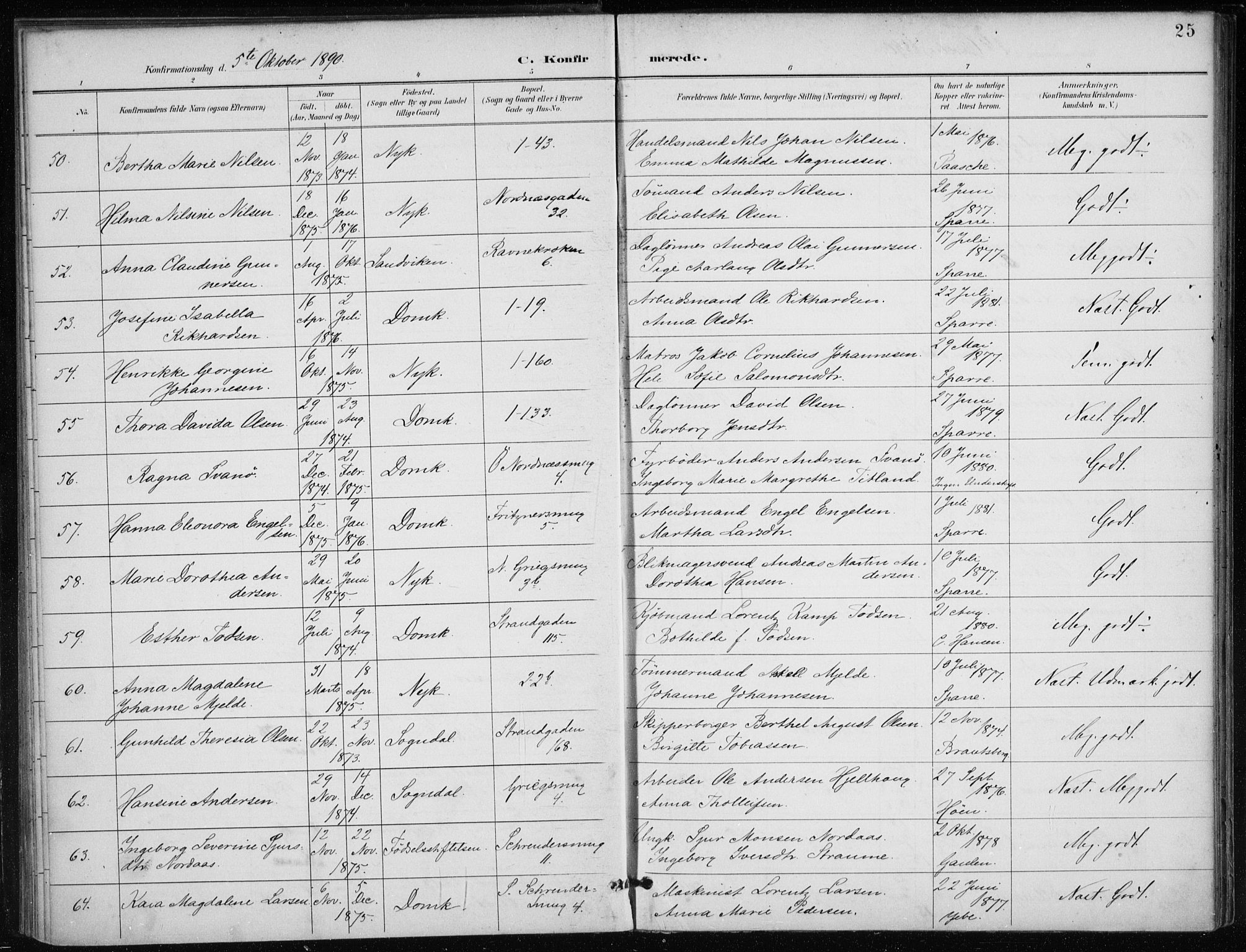 Nykirken Sokneprestembete, SAB/A-77101/H/Haa/L0028: Parish register (official) no. C 7, 1887-1913, p. 25