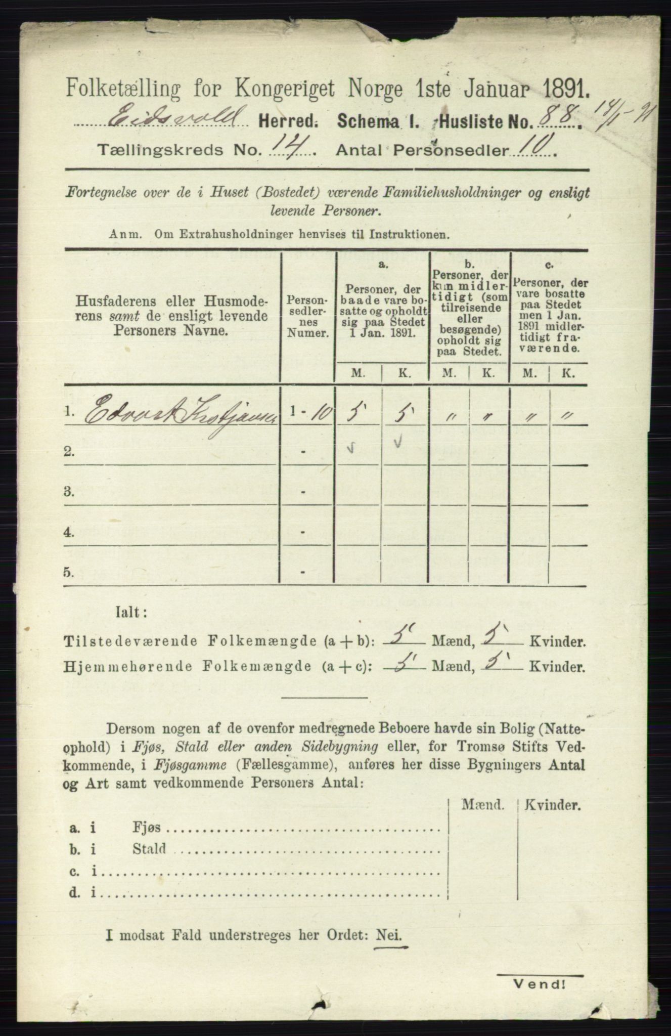 RA, 1891 census for 0237 Eidsvoll, 1891, p. 9427