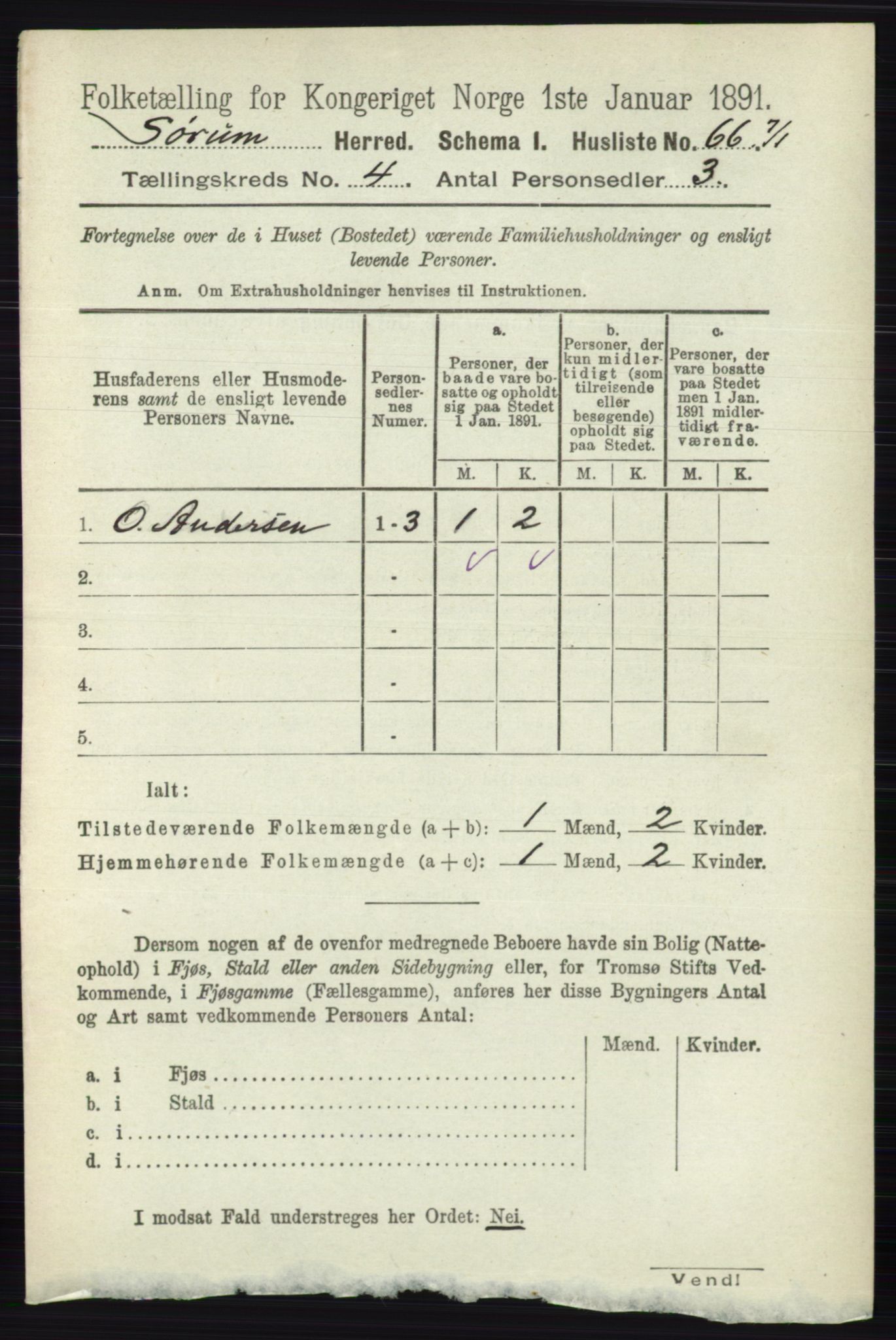 RA, 1891 census for 0226 Sørum, 1891, p. 1883