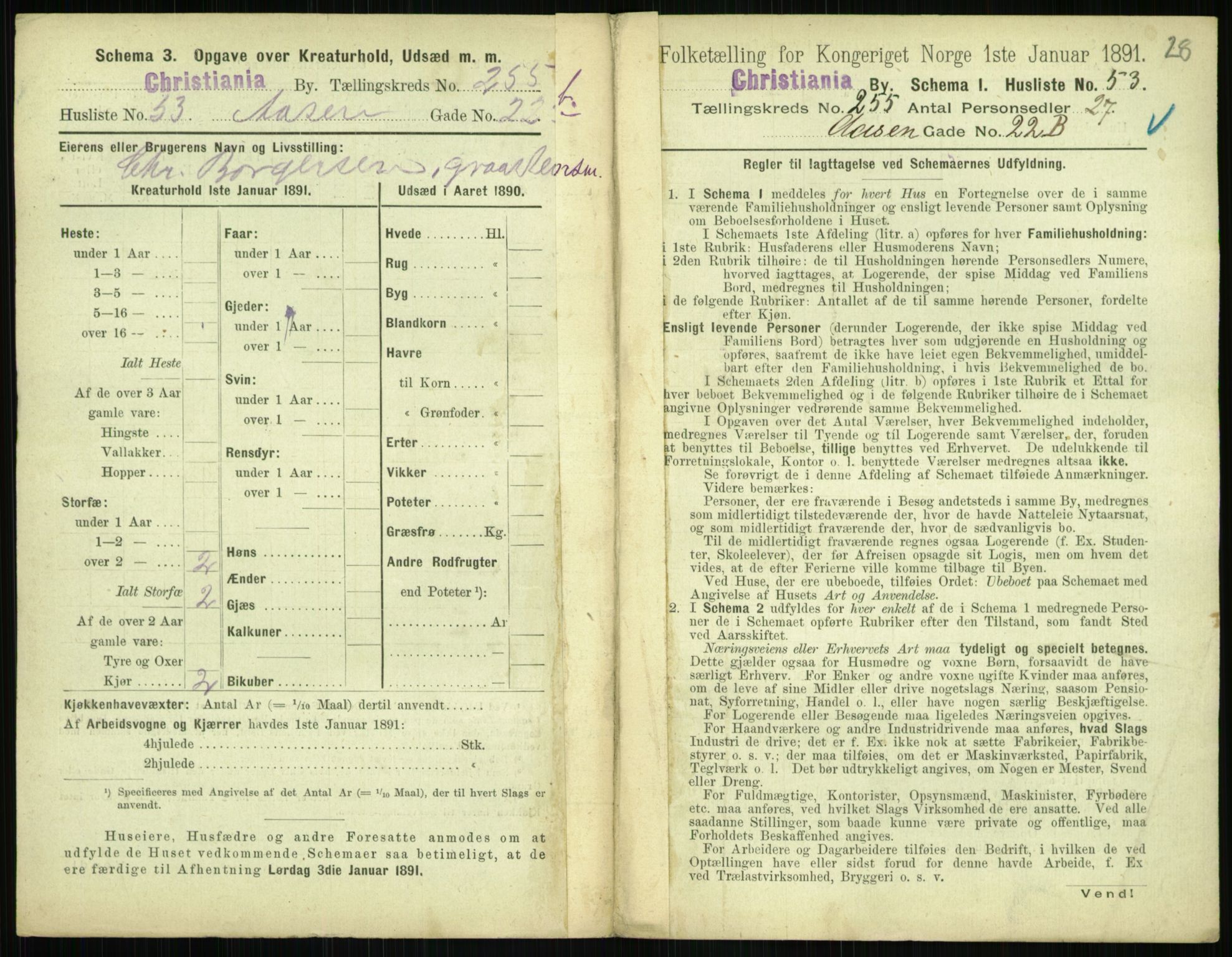 RA, 1891 census for 0301 Kristiania, 1891, p. 155087