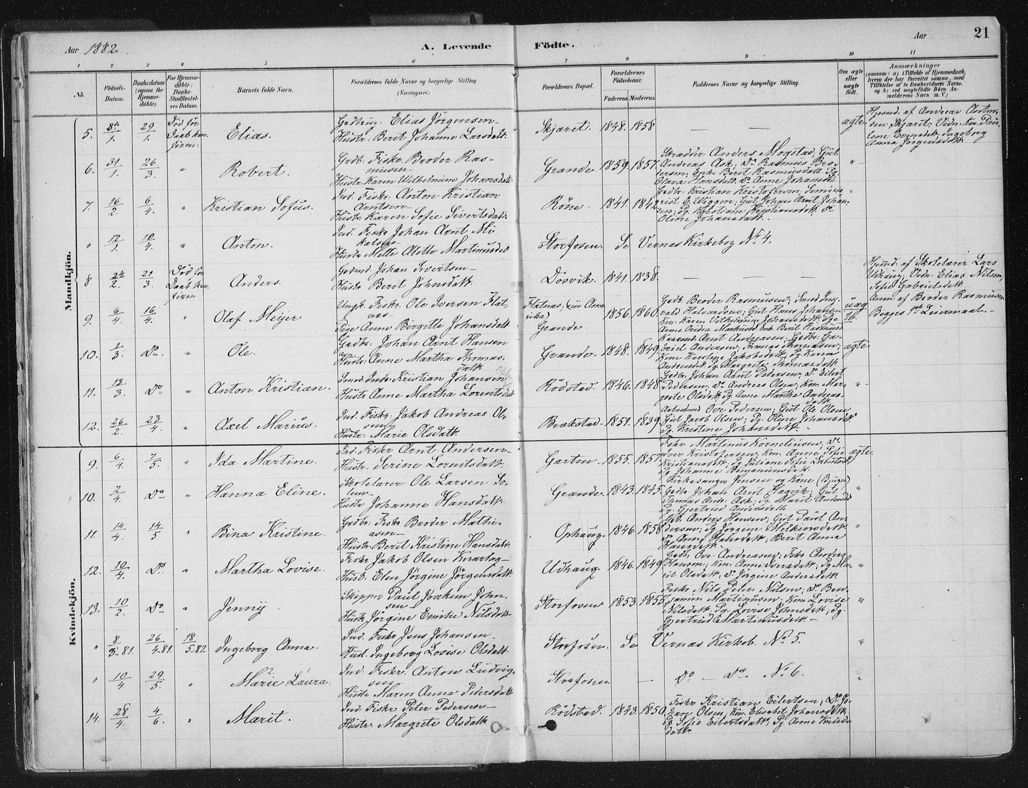 Ministerialprotokoller, klokkerbøker og fødselsregistre - Sør-Trøndelag, SAT/A-1456/659/L0739: Parish register (official) no. 659A09, 1879-1893, p. 21