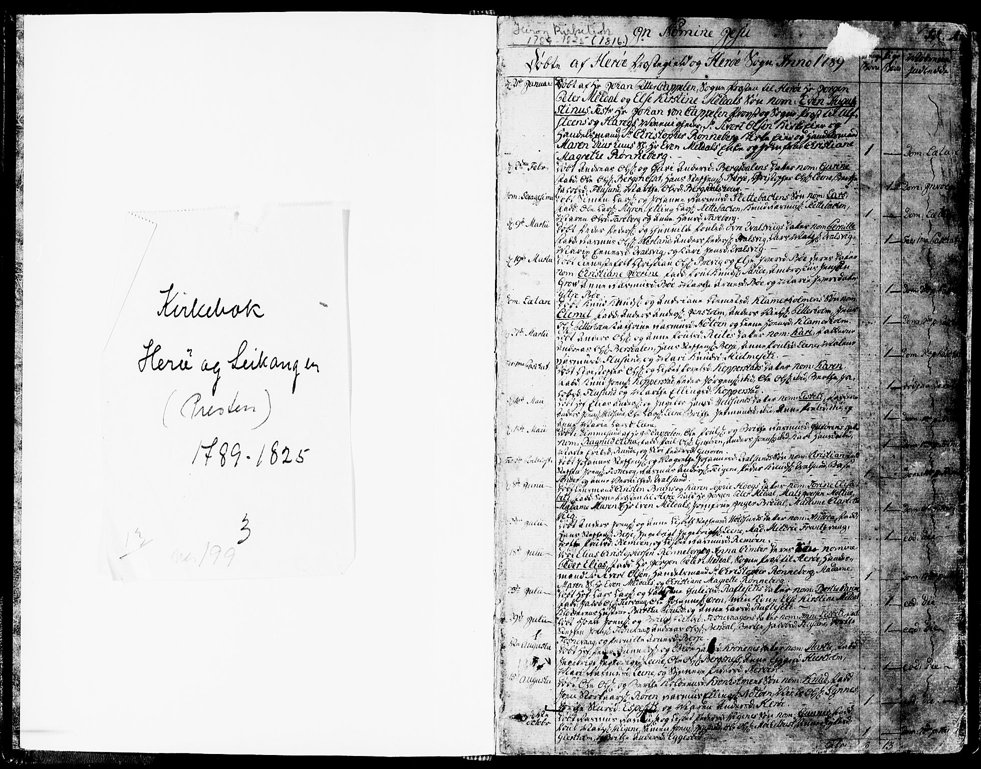 Ministerialprotokoller, klokkerbøker og fødselsregistre - Møre og Romsdal, SAT/A-1454/507/L0068: Parish register (official) no. 507A03, 1789-1825, p. 1