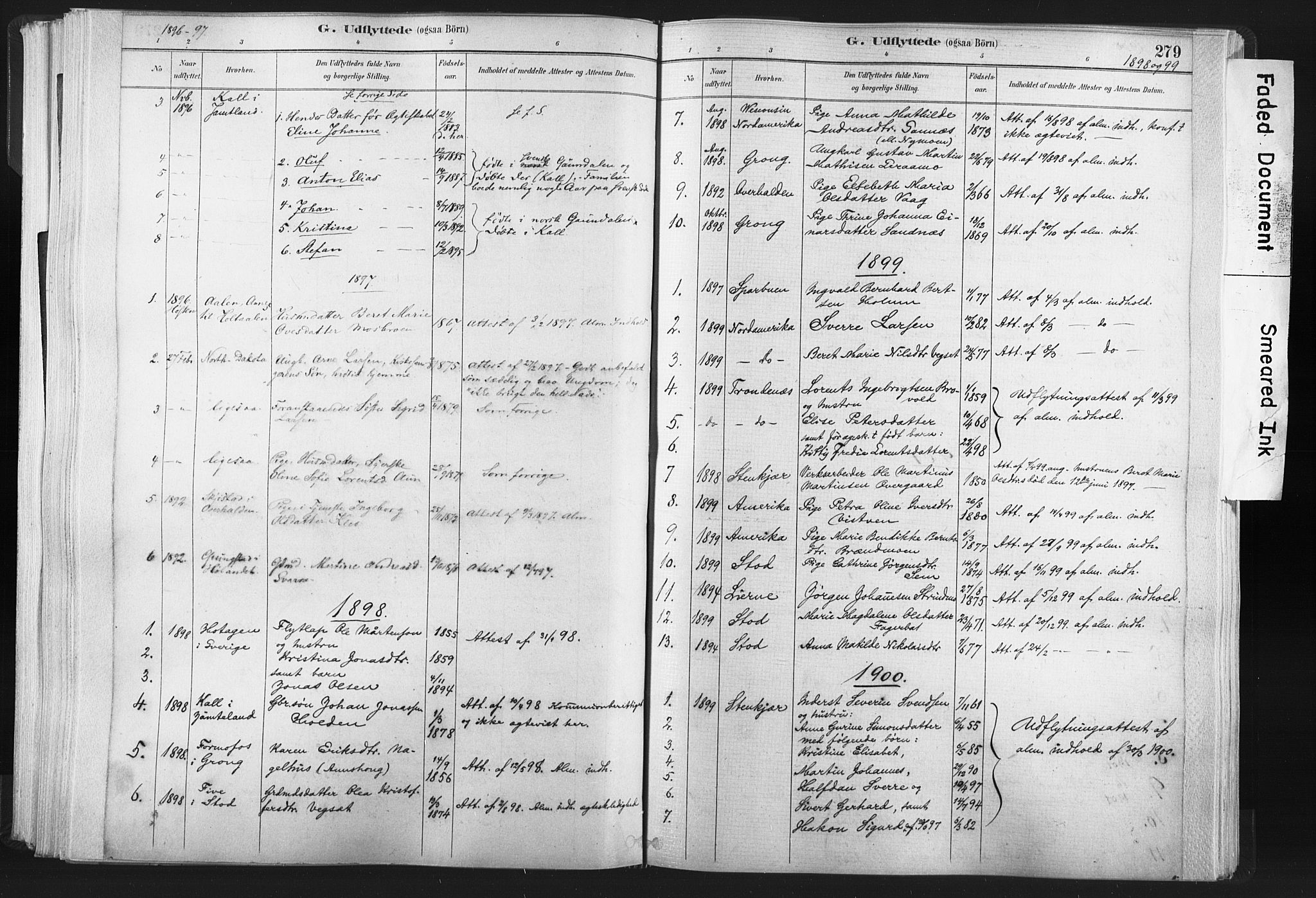 Ministerialprotokoller, klokkerbøker og fødselsregistre - Nord-Trøndelag, SAT/A-1458/749/L0474: Parish register (official) no. 749A08, 1887-1903, p. 279