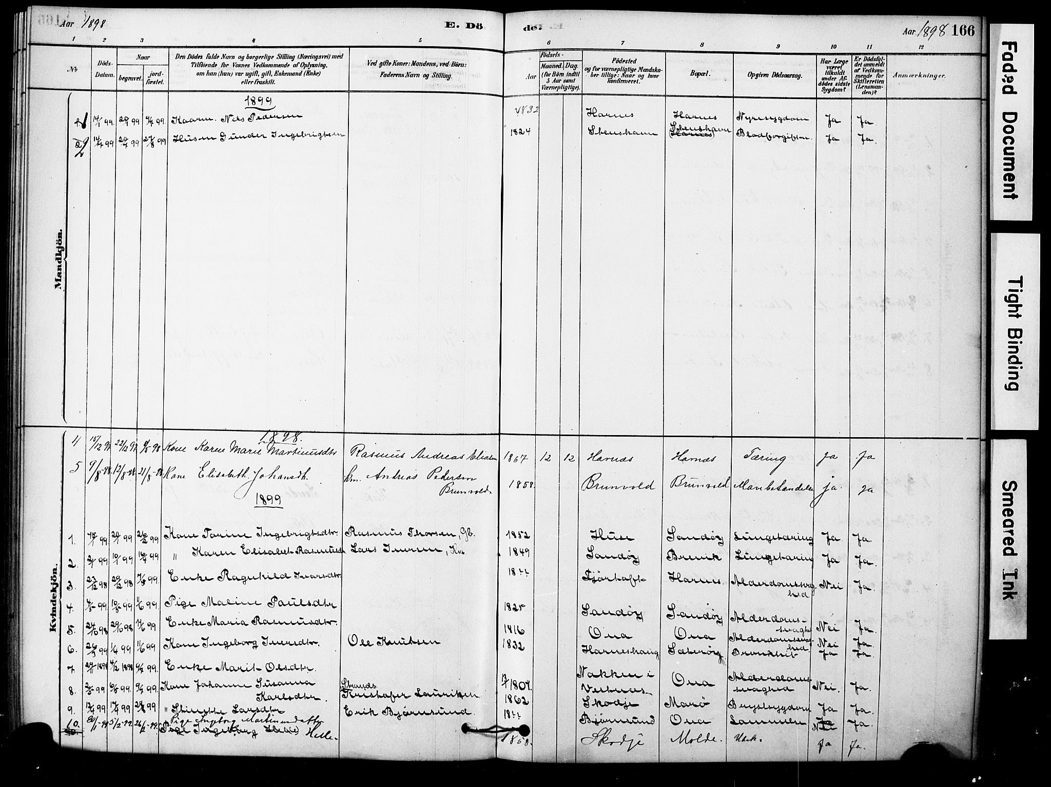 Ministerialprotokoller, klokkerbøker og fødselsregistre - Møre og Romsdal, AV/SAT-A-1454/561/L0729: Parish register (official) no. 561A03, 1878-1900, p. 166