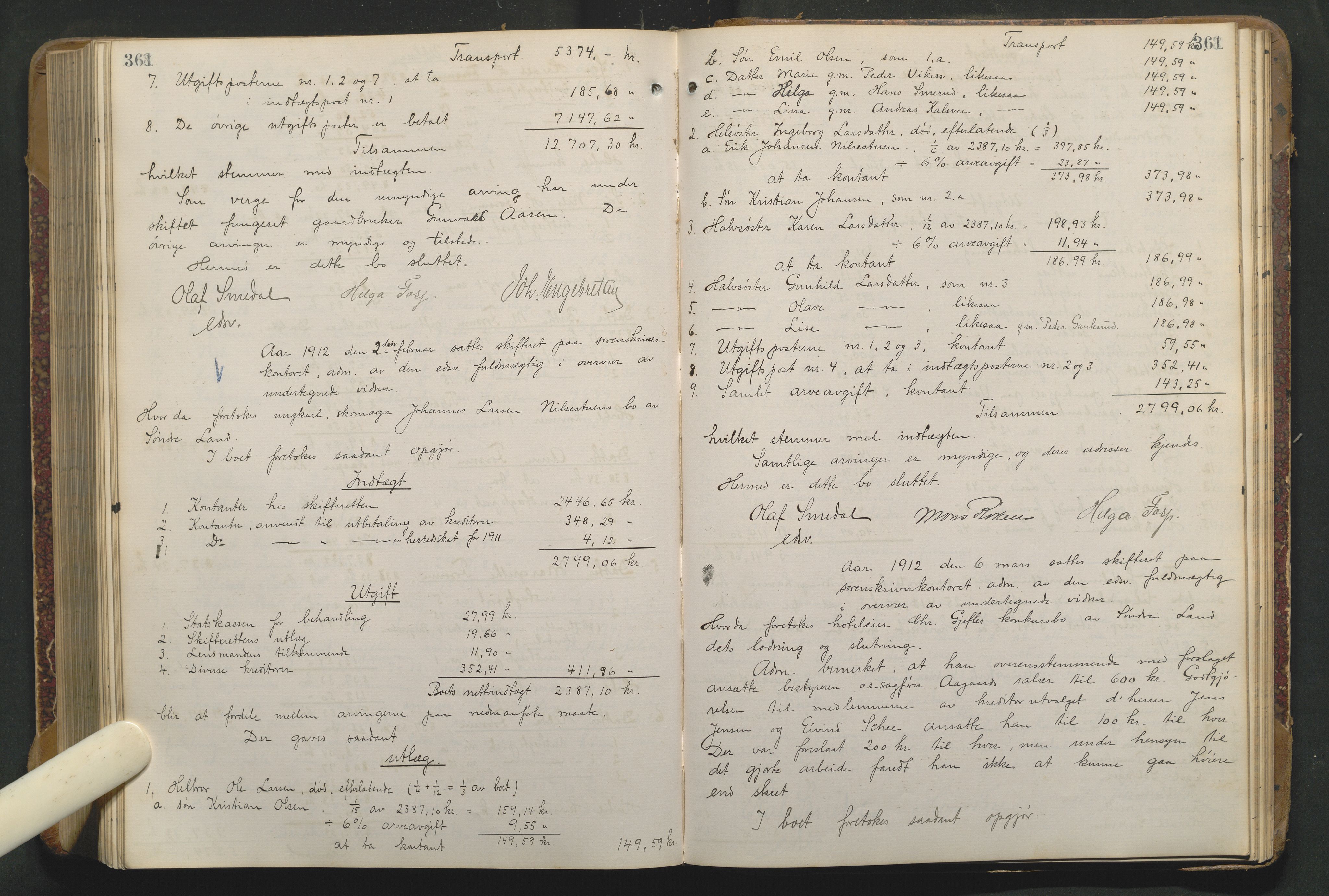 Hadeland og Land tingrett, AV/SAH-TING-010/J/Jd/L0004: Skifteutlodningsprotokoll, 1900-1913, p. 361