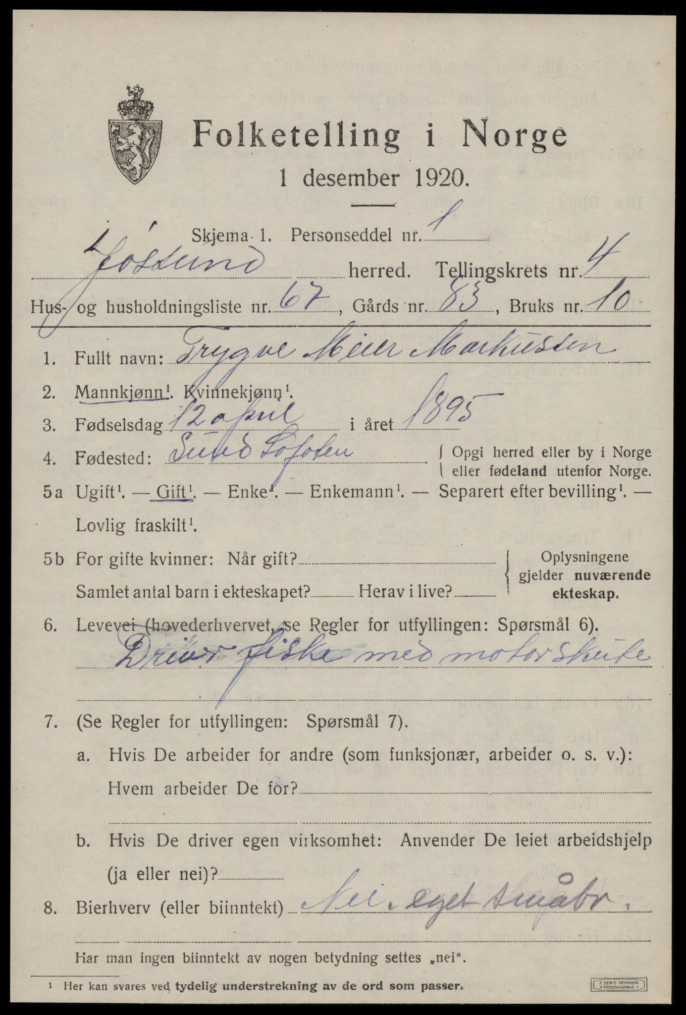 SAT, 1920 census for Jøssund, 1920, p. 3918