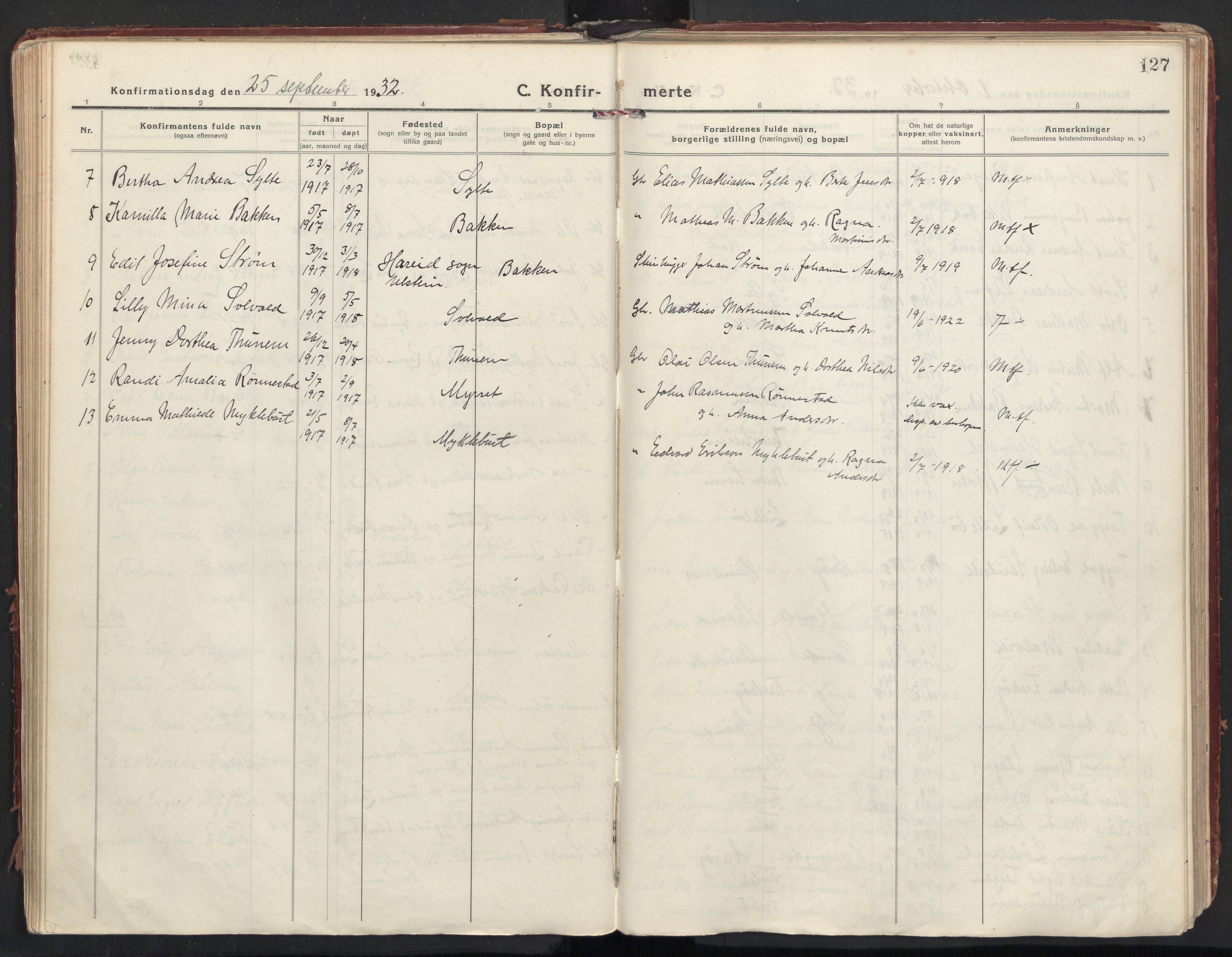 Ministerialprotokoller, klokkerbøker og fødselsregistre - Møre og Romsdal, AV/SAT-A-1454/501/L0012: Parish register (official) no. 501A12, 1920-1946, p. 127