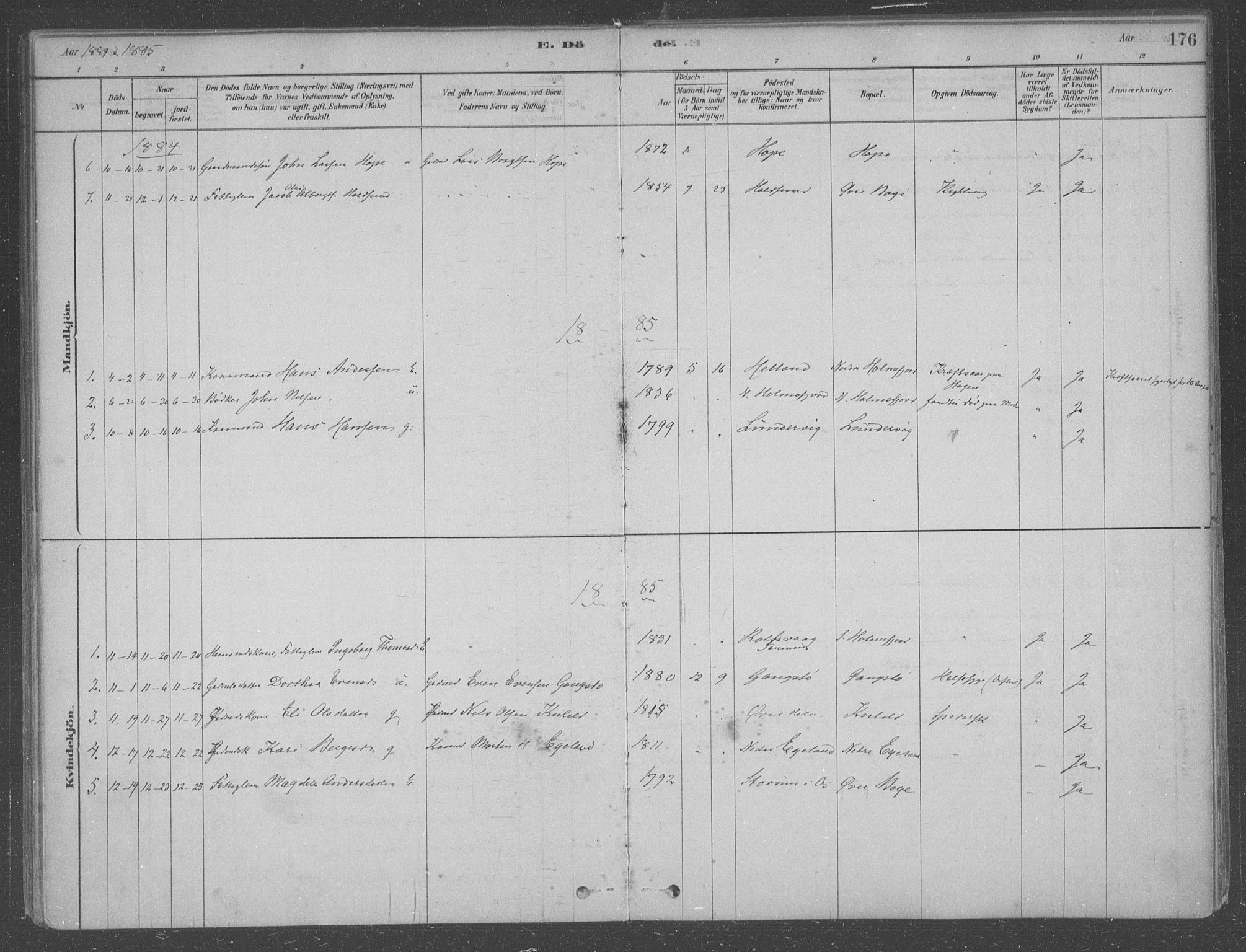 Fusa sokneprestembete, AV/SAB-A-75401/H/Haa: Parish register (official) no. B 1, 1880-1938, p. 176