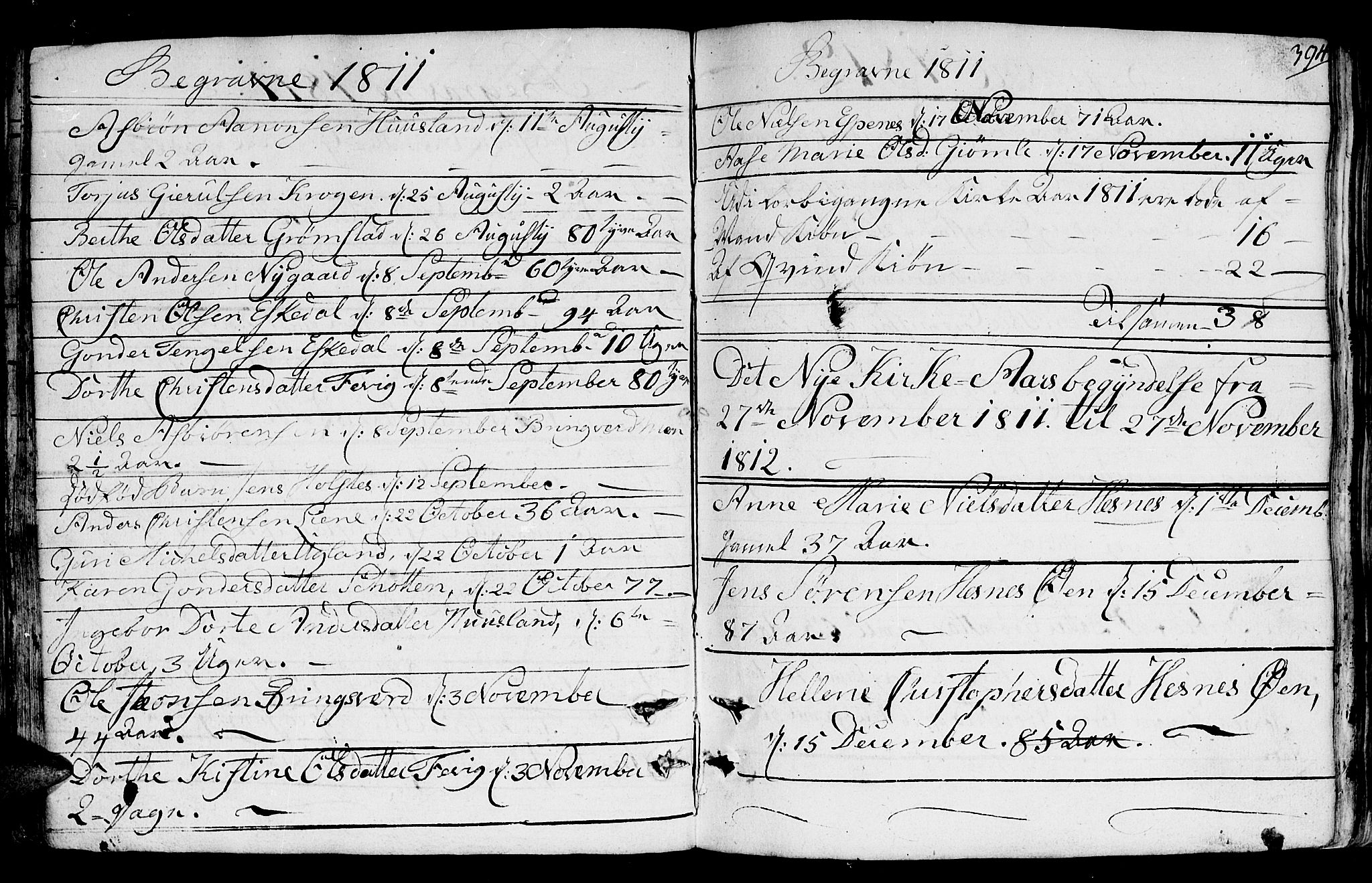 Fjære sokneprestkontor, SAK/1111-0011/F/Fb/L0006: Parish register (copy) no. B 6, 1803-1817, p. 394