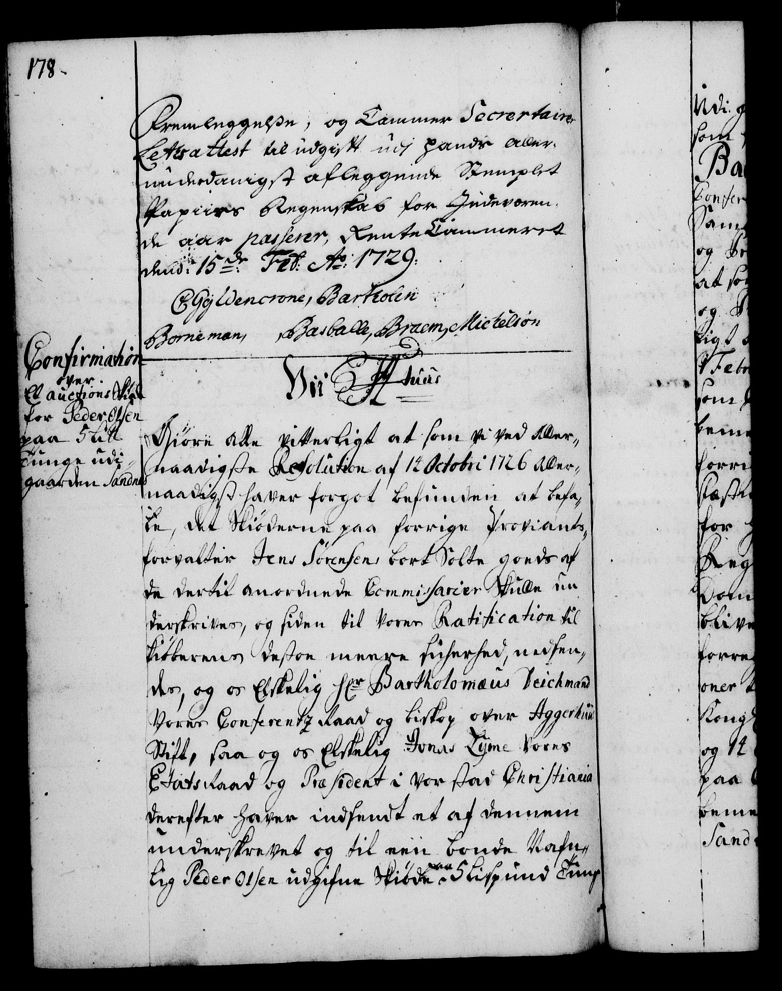 Rentekammeret, Kammerkanselliet, RA/EA-3111/G/Gg/Gga/L0003: Norsk ekspedisjonsprotokoll med register (merket RK 53.3), 1727-1734, p. 178