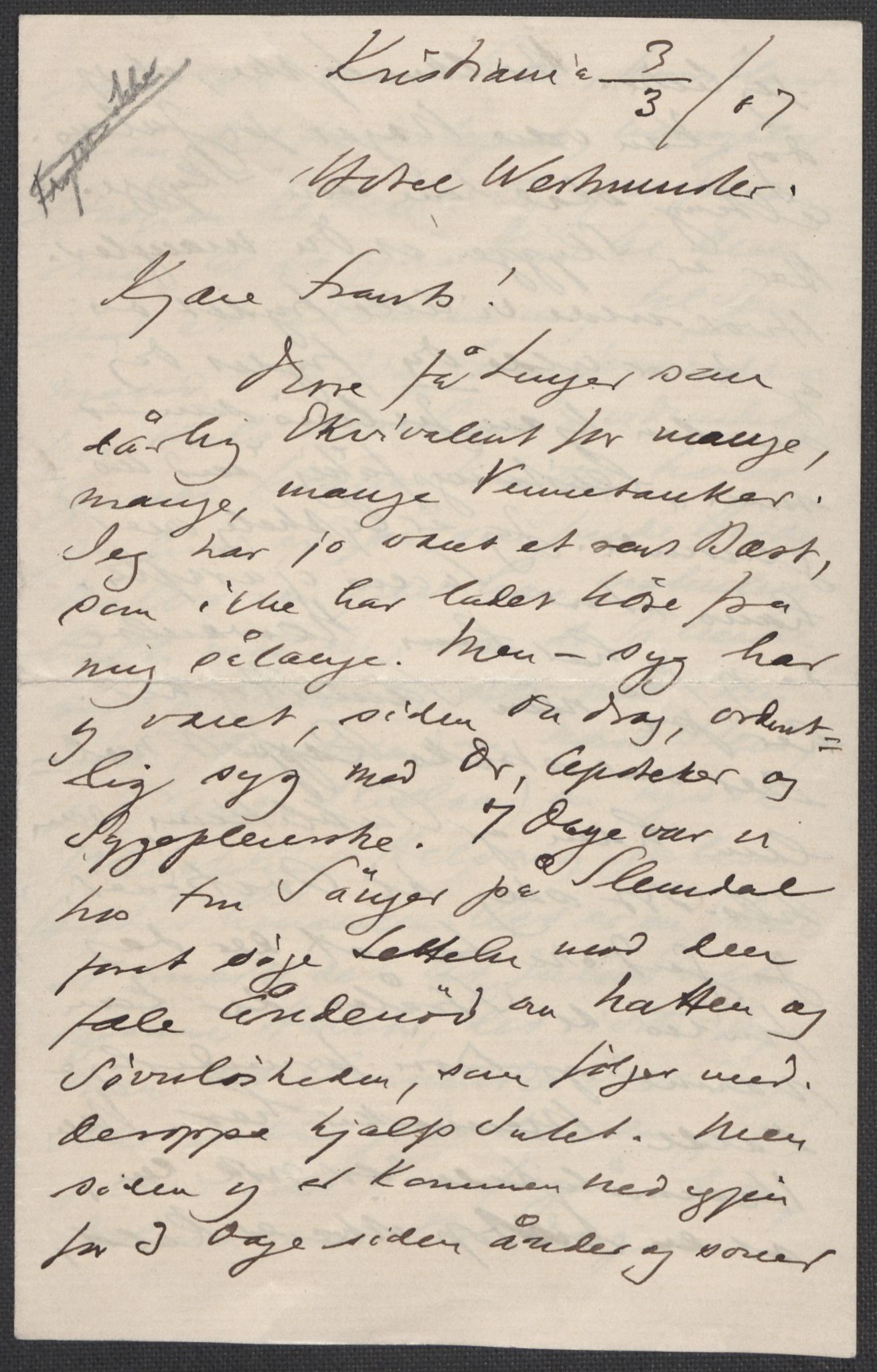 Beyer, Frants, RA/PA-0132/F/L0001: Brev fra Edvard Grieg til Frantz Beyer og "En del optegnelser som kan tjene til kommentar til brevene" av Marie Beyer, 1872-1907, p. 875