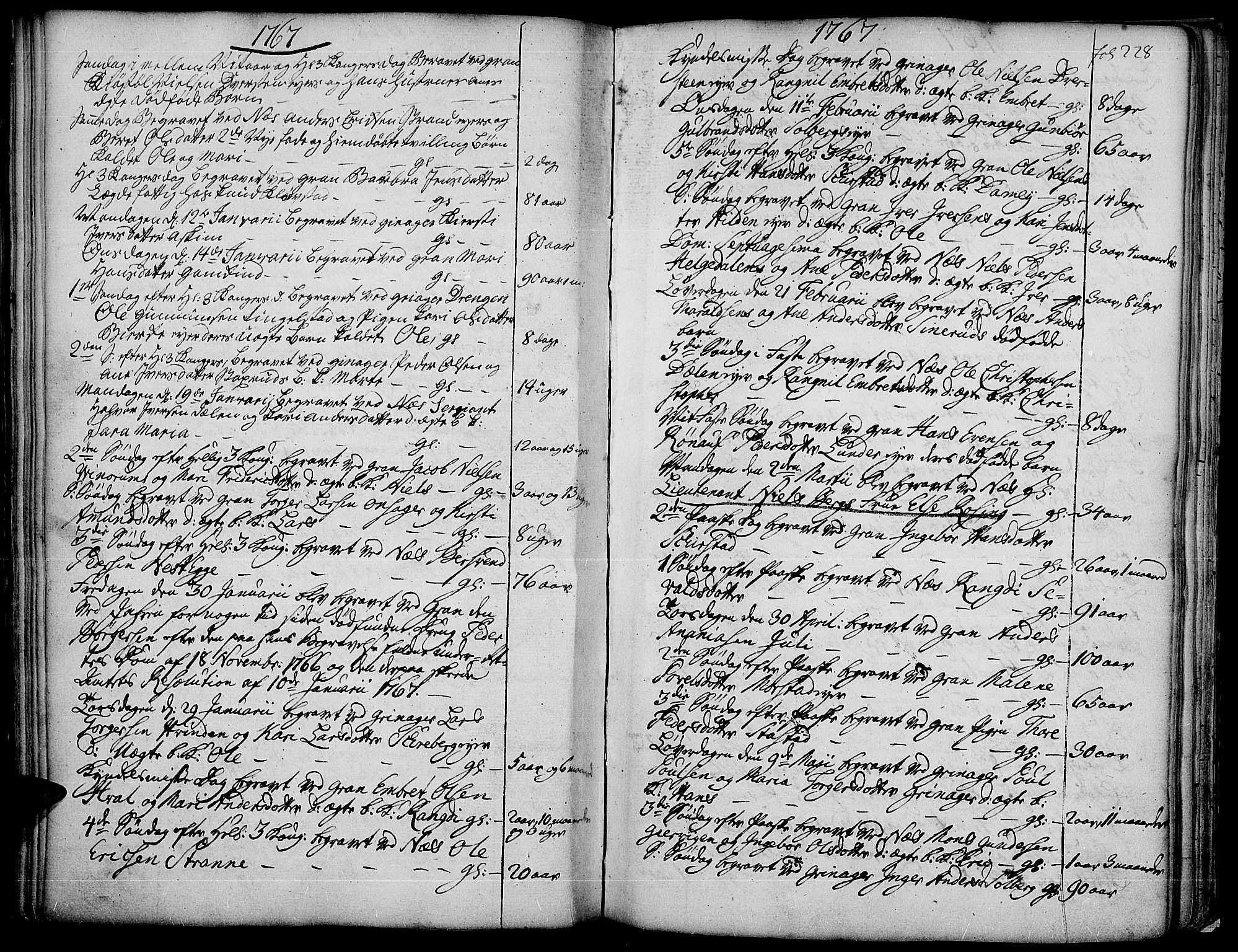 Gran prestekontor, AV/SAH-PREST-112/H/Ha/Haa/L0004: Parish register (official) no. 4, 1759-1775, p. 228