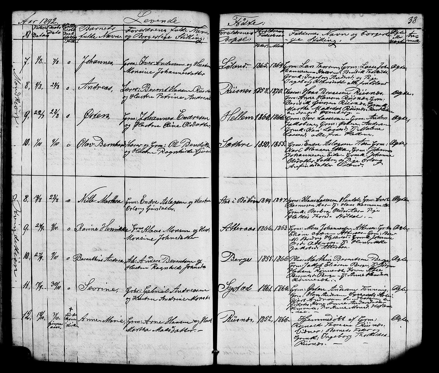 Hyllestad sokneprestembete, AV/SAB-A-80401: Parish register (copy) no. A 2, 1876-1906, p. 38