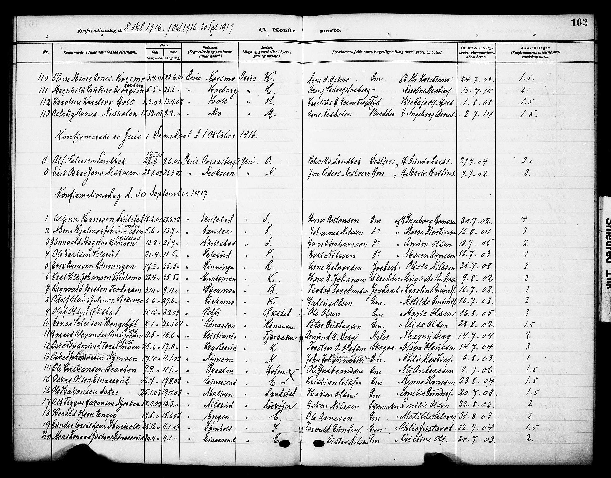Grue prestekontor, SAH/PREST-036/H/Ha/Haa/L0015: Parish register (official) no. 15, 1911-1922, p. 162