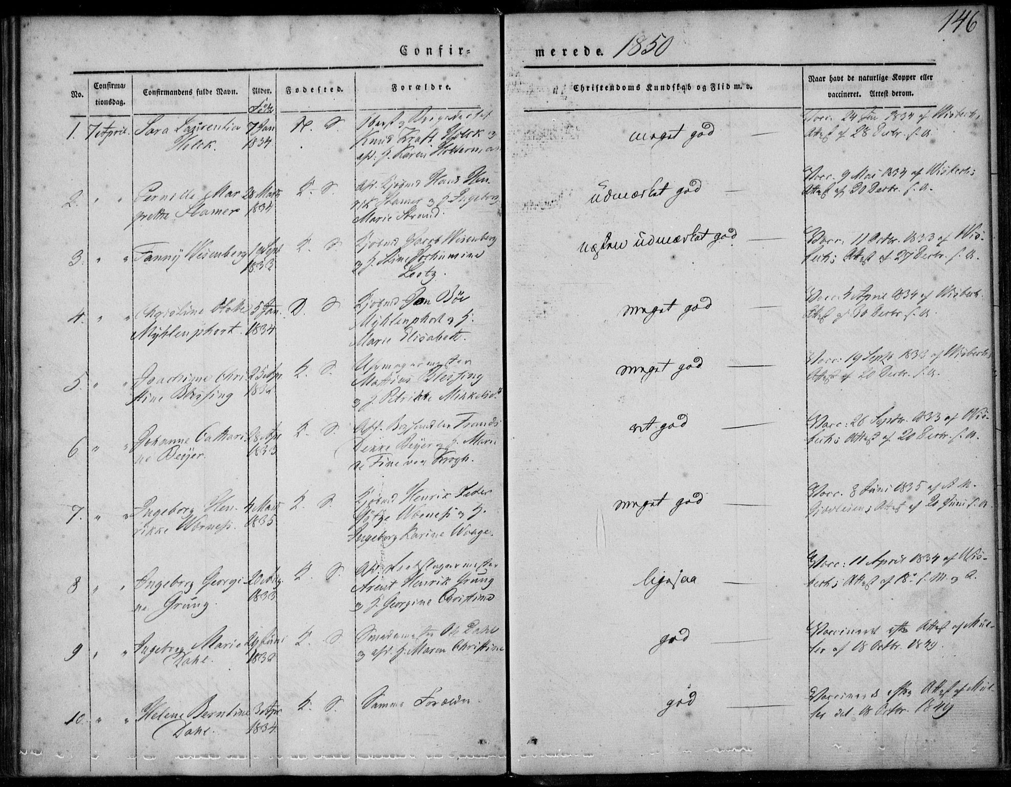 Korskirken sokneprestembete, SAB/A-76101/H/Haa/L0026: Parish register (official) no. C 2, 1842-1854, p. 146