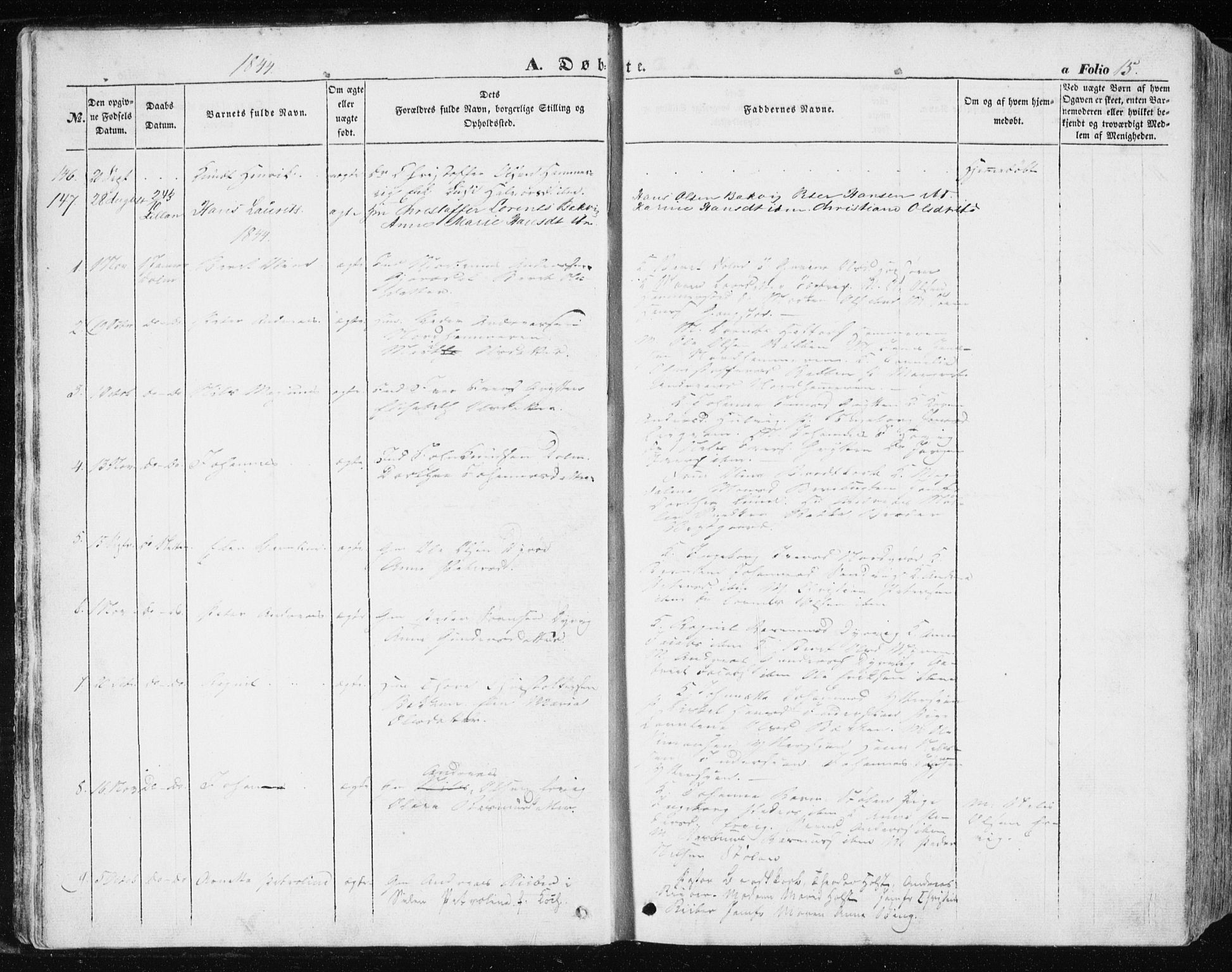 Ministerialprotokoller, klokkerbøker og fødselsregistre - Sør-Trøndelag, SAT/A-1456/634/L0529: Parish register (official) no. 634A05, 1843-1851, p. 15